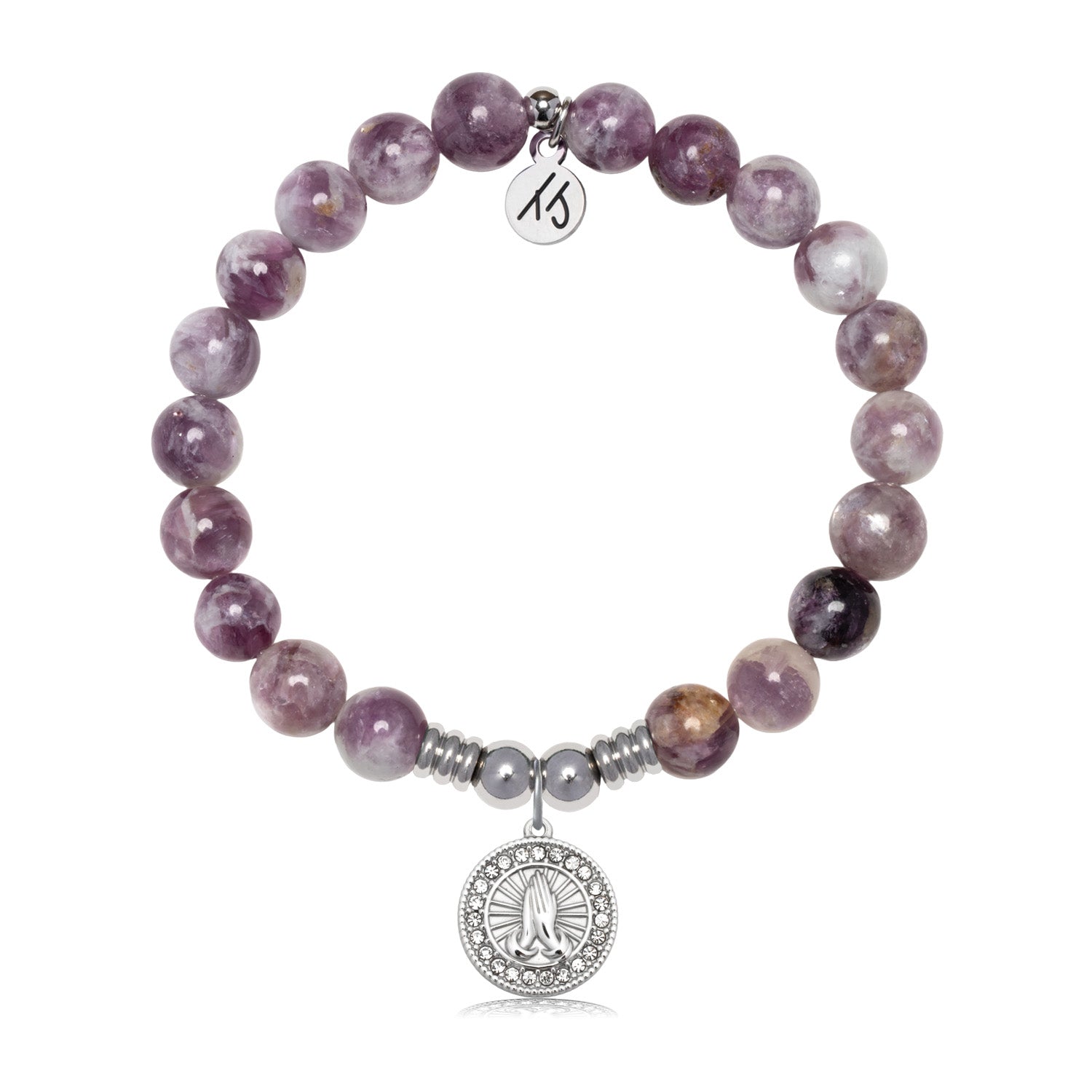 Prayers Charm with Lepidolite Quartz Gemstone Bracelet