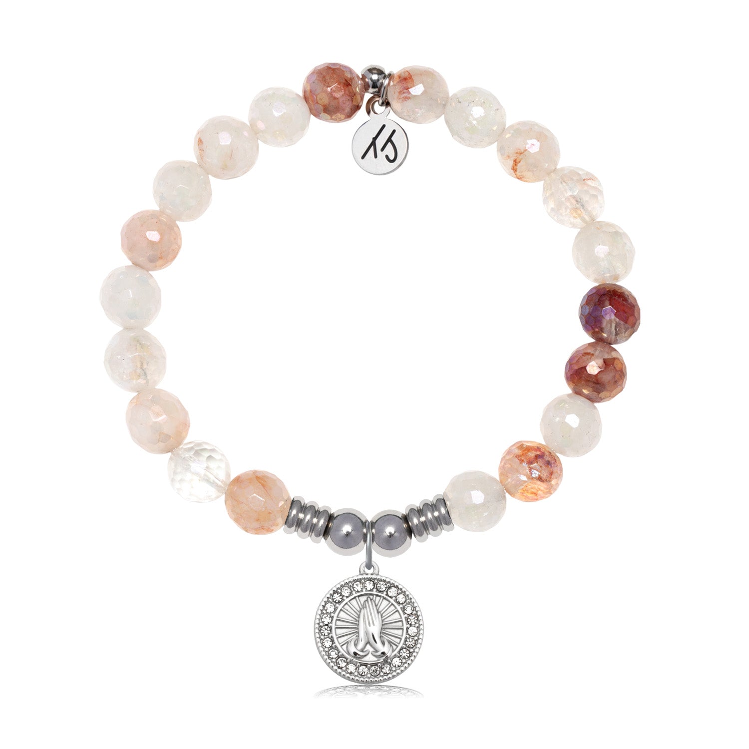 Prayers Charm with Strawberry Quartz Gemstone Bracelet