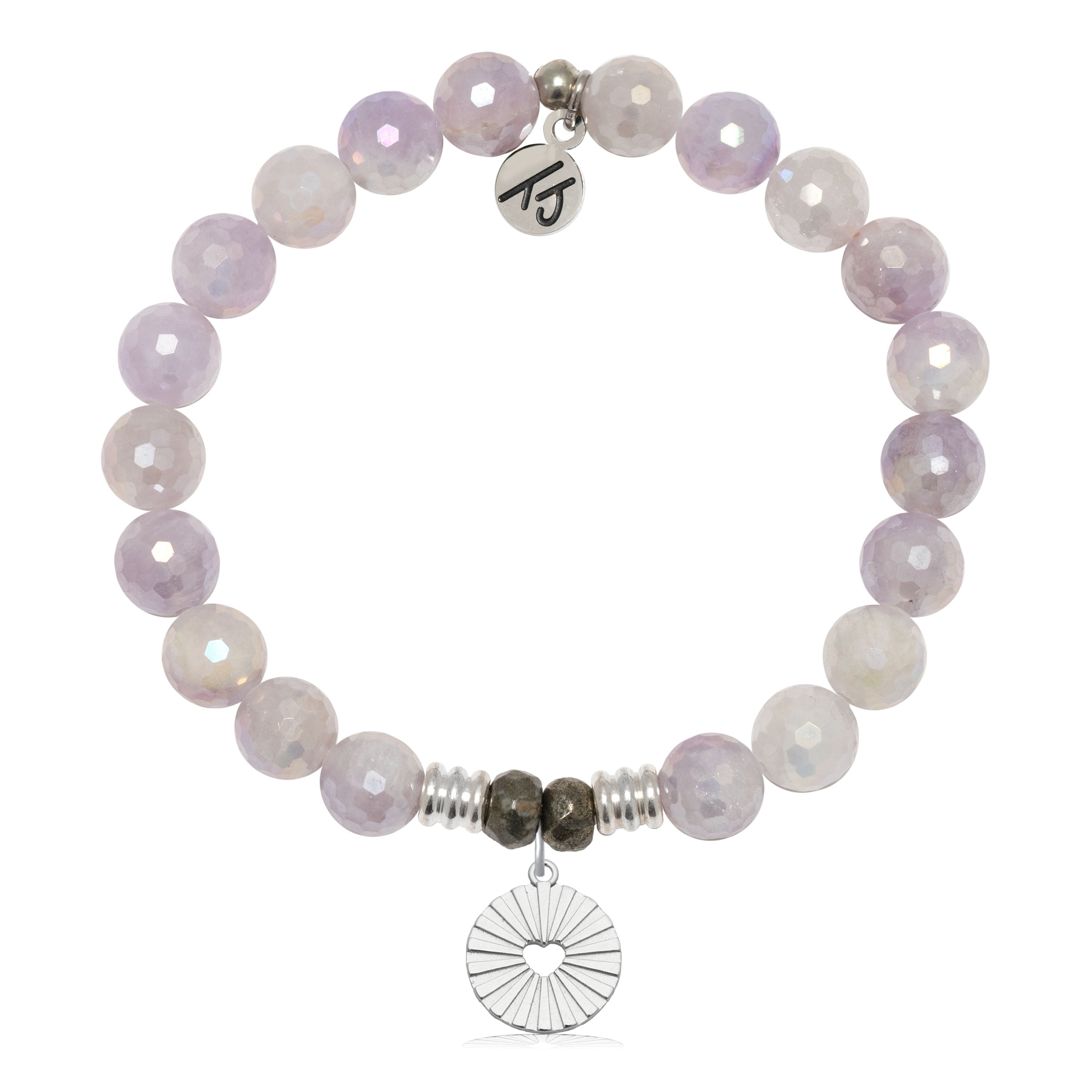 Prayers Collection: Mauve Jade Gemstone Bracelet with Prayers of Love Sterling Silver Charm