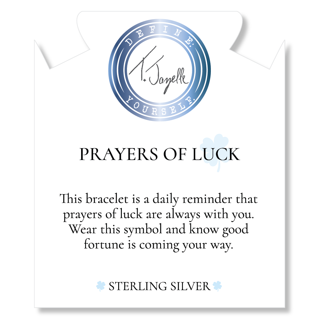 Prayers Collection: Peruvian Turquoise Gemstone Bracelet with Prayers of Luck Sterling Silver Charm