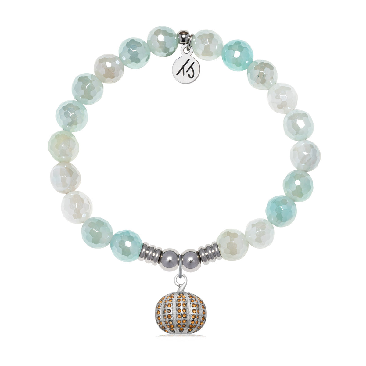 Pumpkin Charm with Aqua Agate Gemstone Bracelet