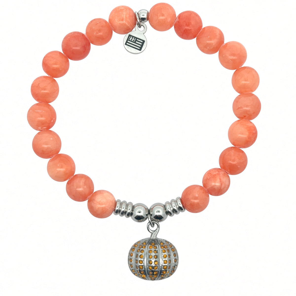 Pumpkin Charm with Orange Jade Gemstone Bracelet Faire