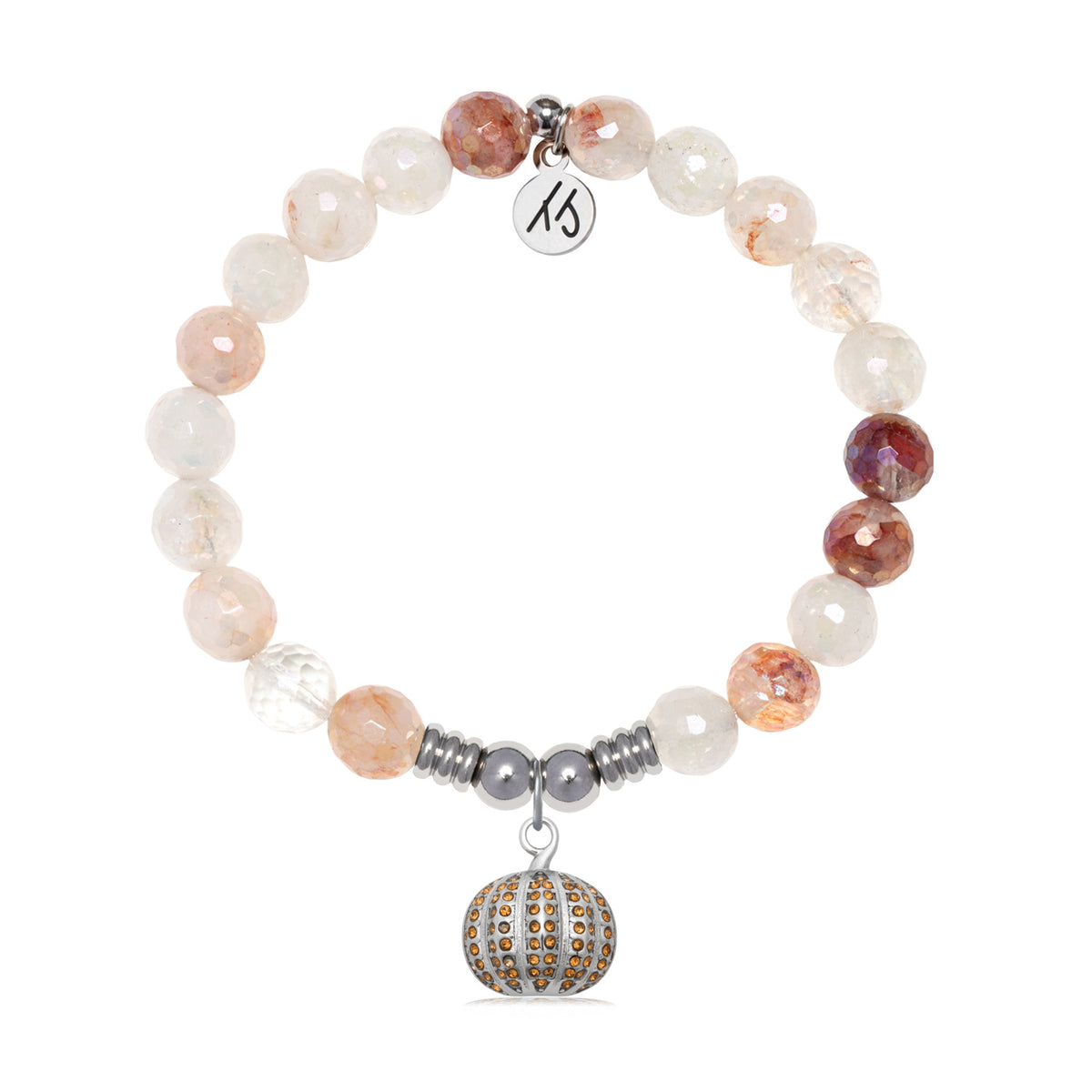 Pumpkin Charm with Strawberry Quartz Gemstone Bracelet