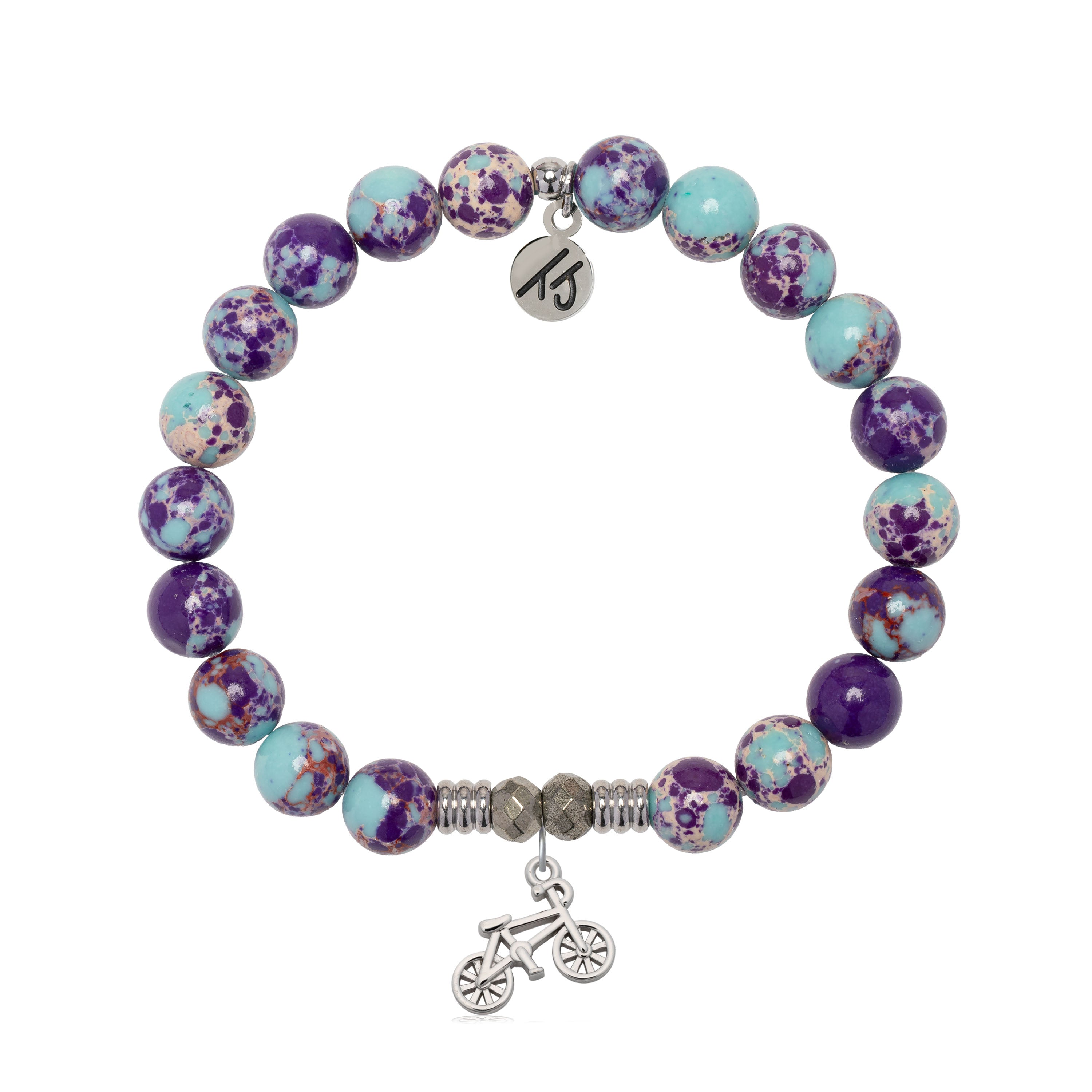 Purple Blue Jasper Gemstone Bracelet with Just Cruise Sterling Silver Charm