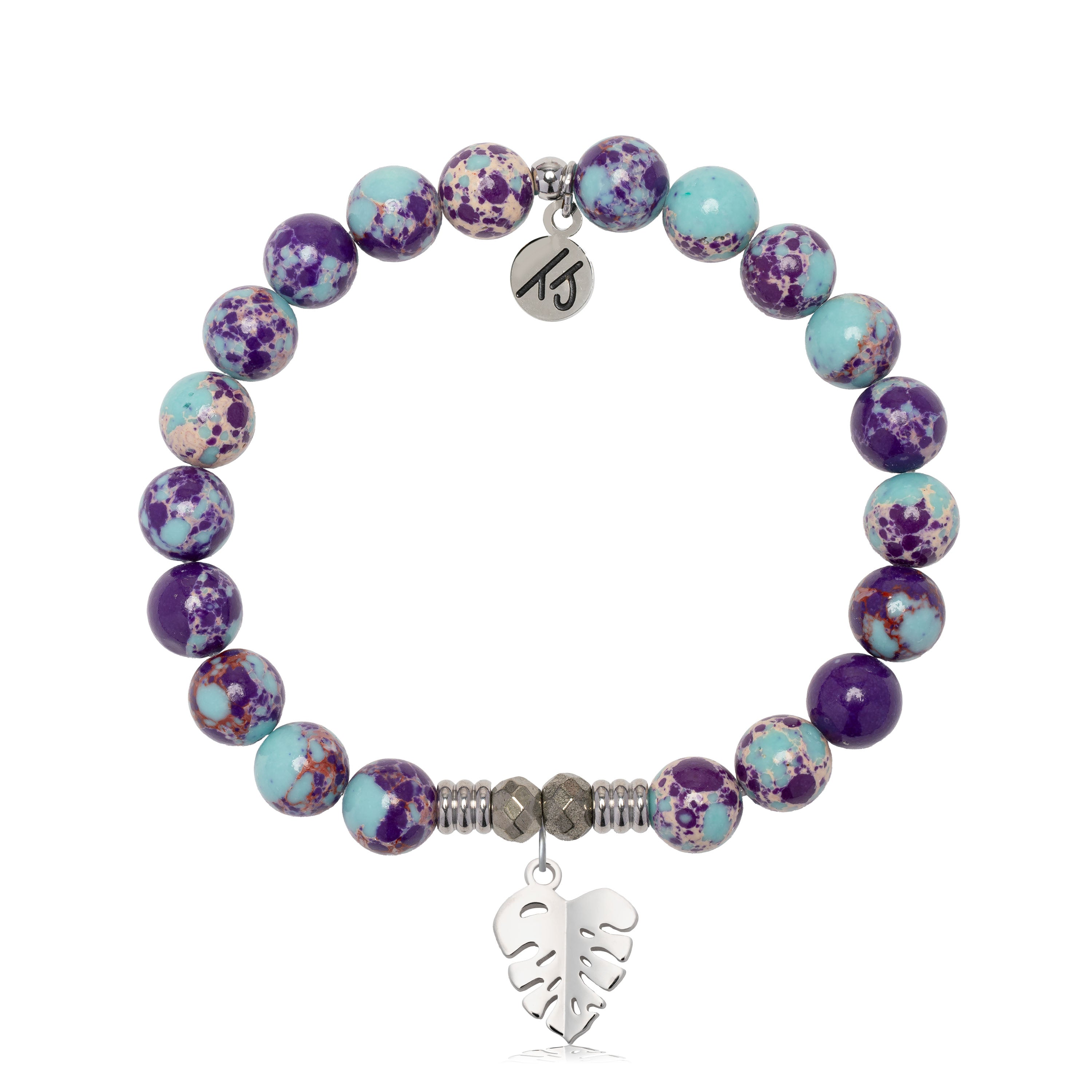 Purple Blue Jasper Gemstone Bracelet with Paradise Sterling Silver Charm