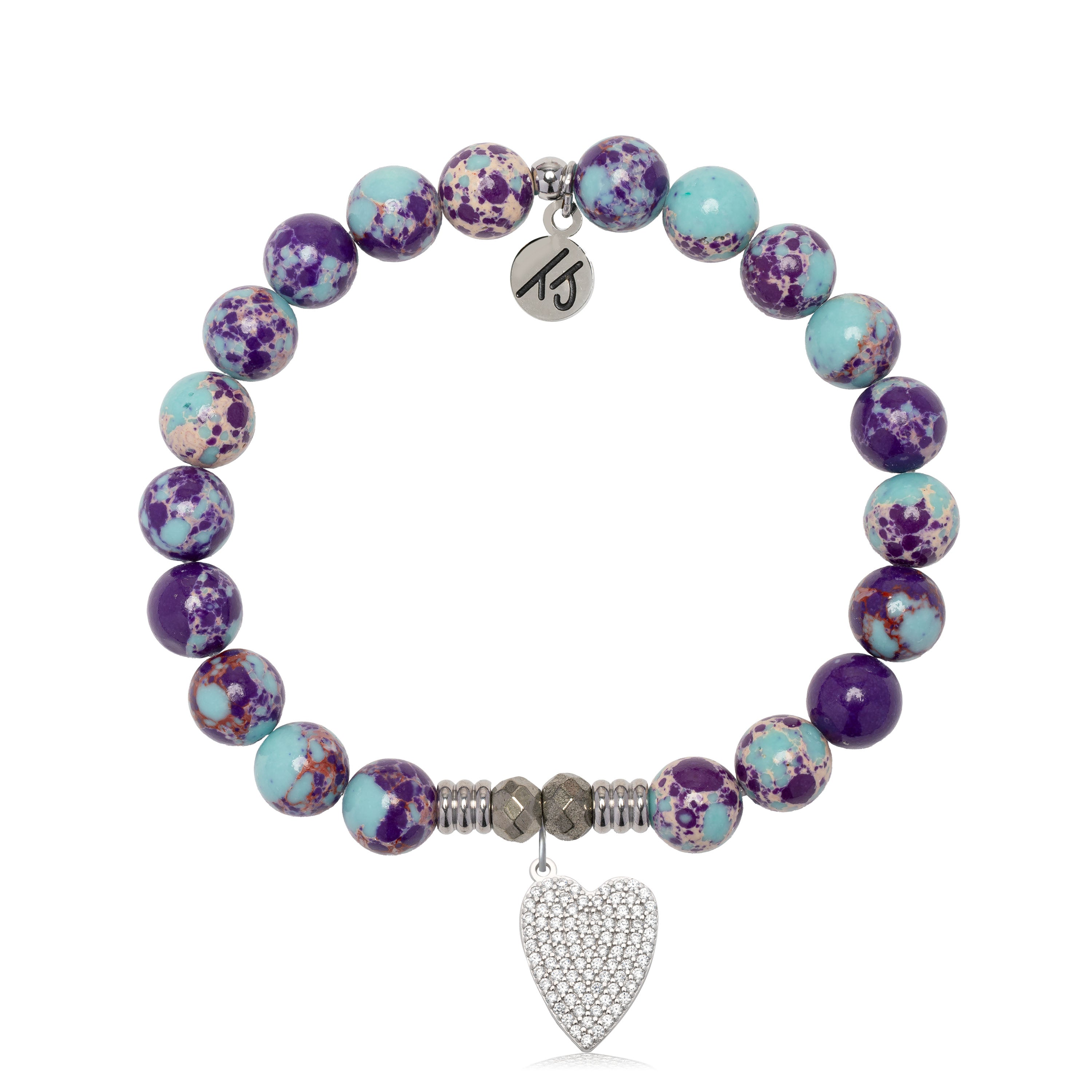 Purple Blue Jasper Gemstone Bracelet with You are Loved Sterling Silver Charm