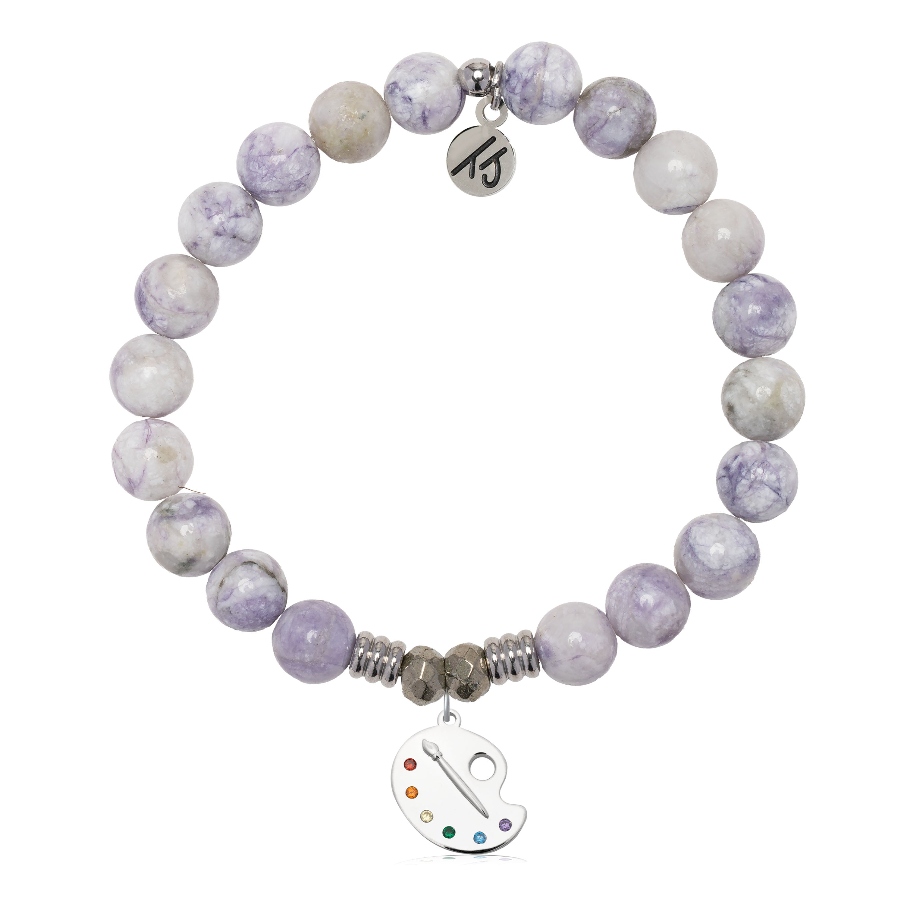 Purple Turquoise Gemstone Bracelet with Create Sterling Silver Charm