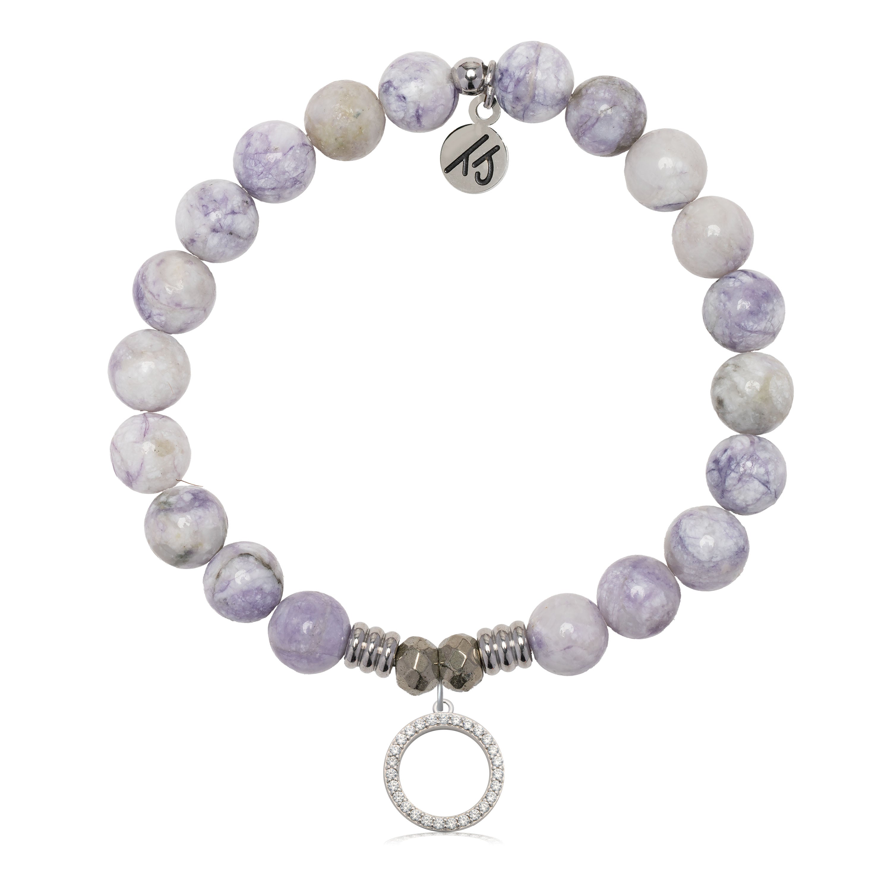 Purple Turquoise Gemstone Bracelet with Good Karma Sterling Silver Charm
