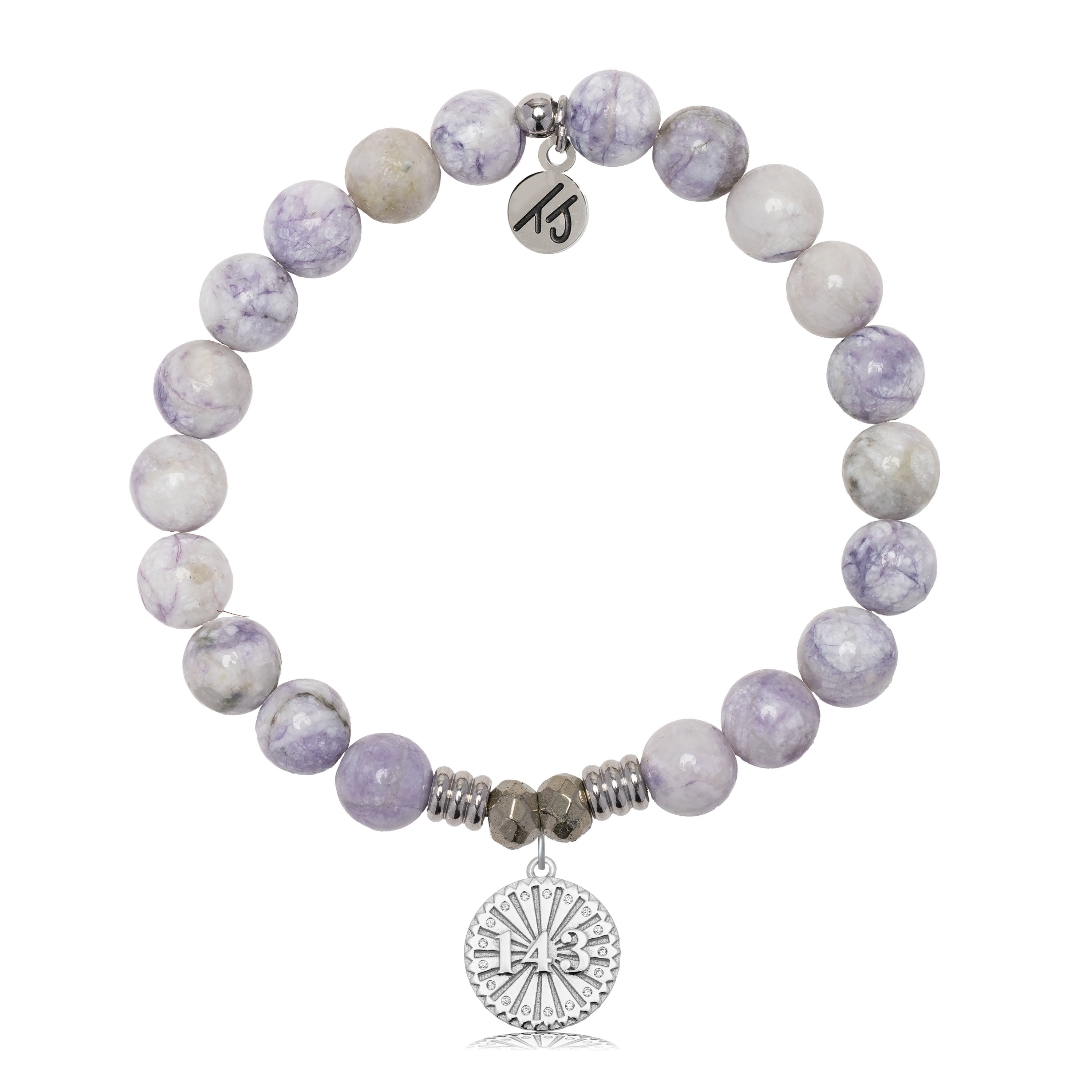 Purple Turquoise Gemstone Bracelet with I Love You Sterling Silver Charm