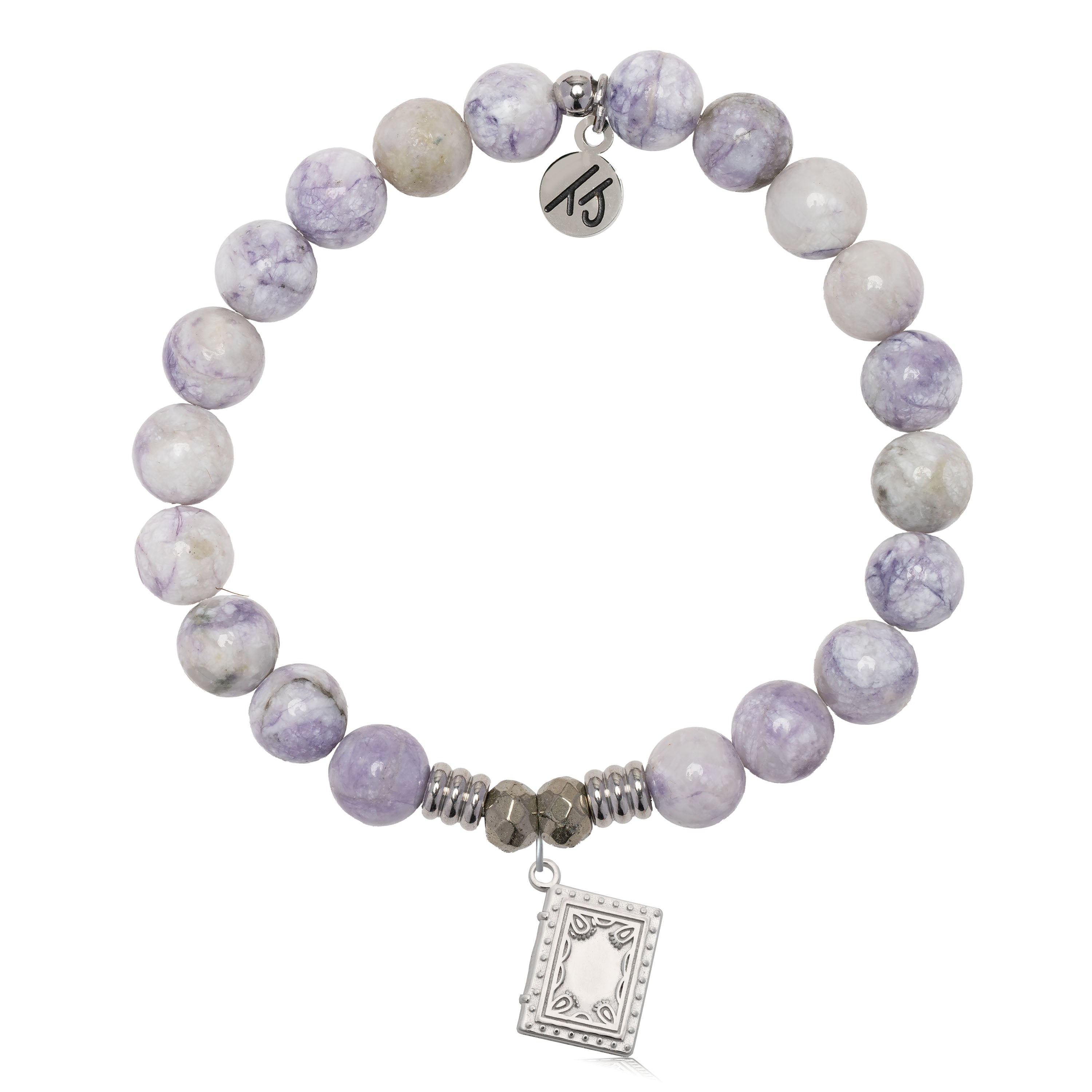 Purple Turquoise Gemstone Bracelet with Memories Sterling Silver Charm