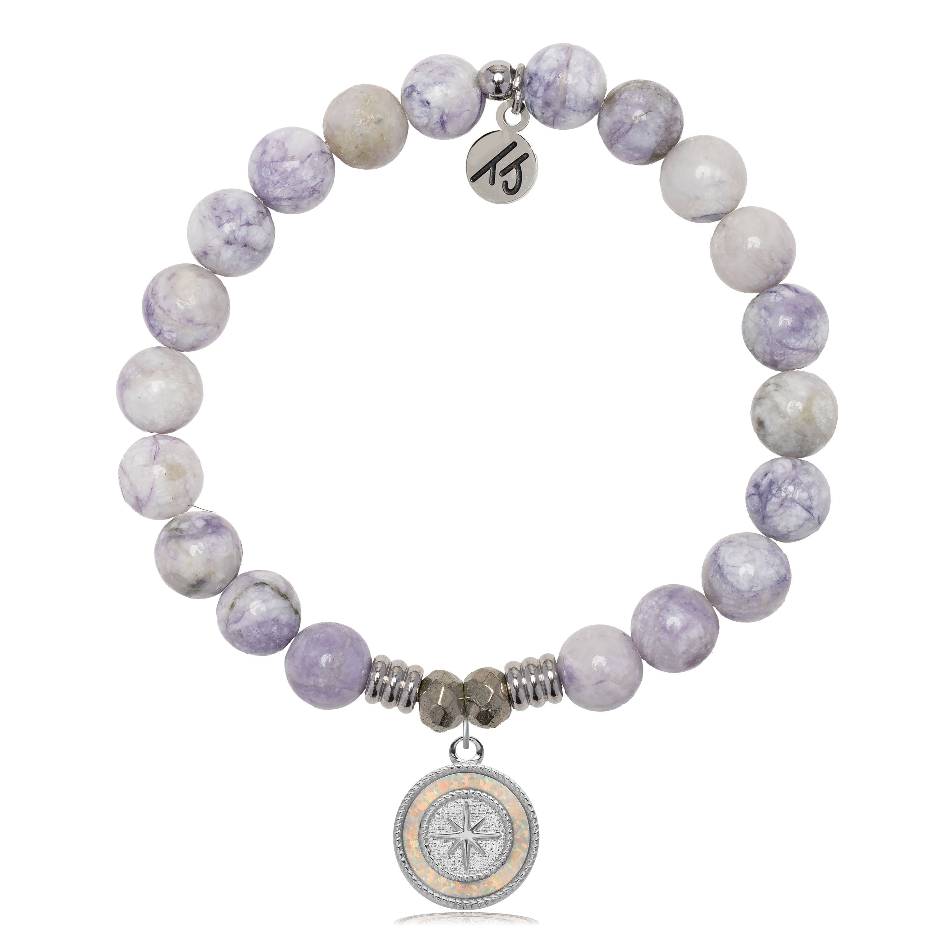 Purple Turquoise Gemstone Bracelet with North Star Sterling Silver Charm