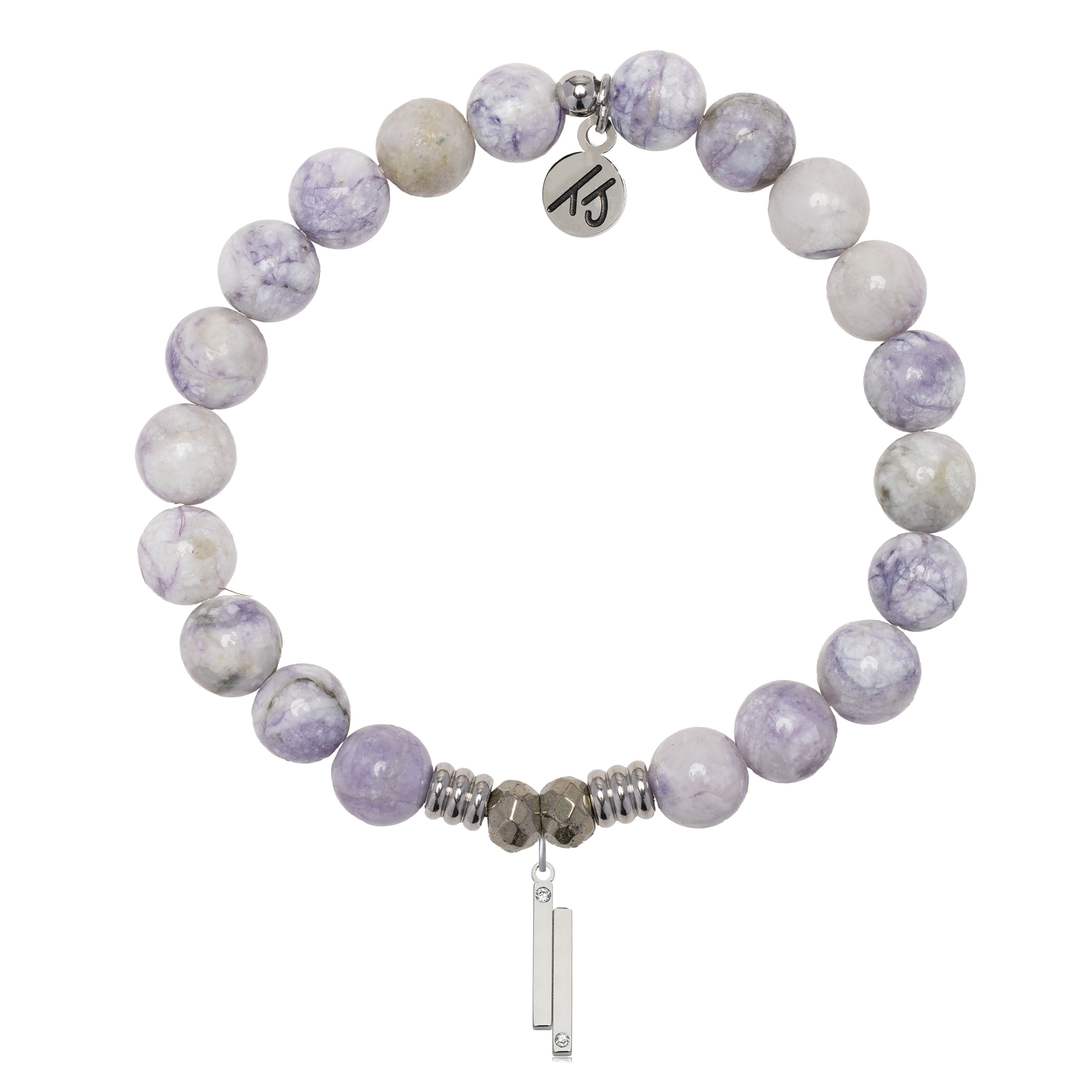 Purple Turquoise Gemstone Bracelet with Stand By Me Sterling Silver Charm