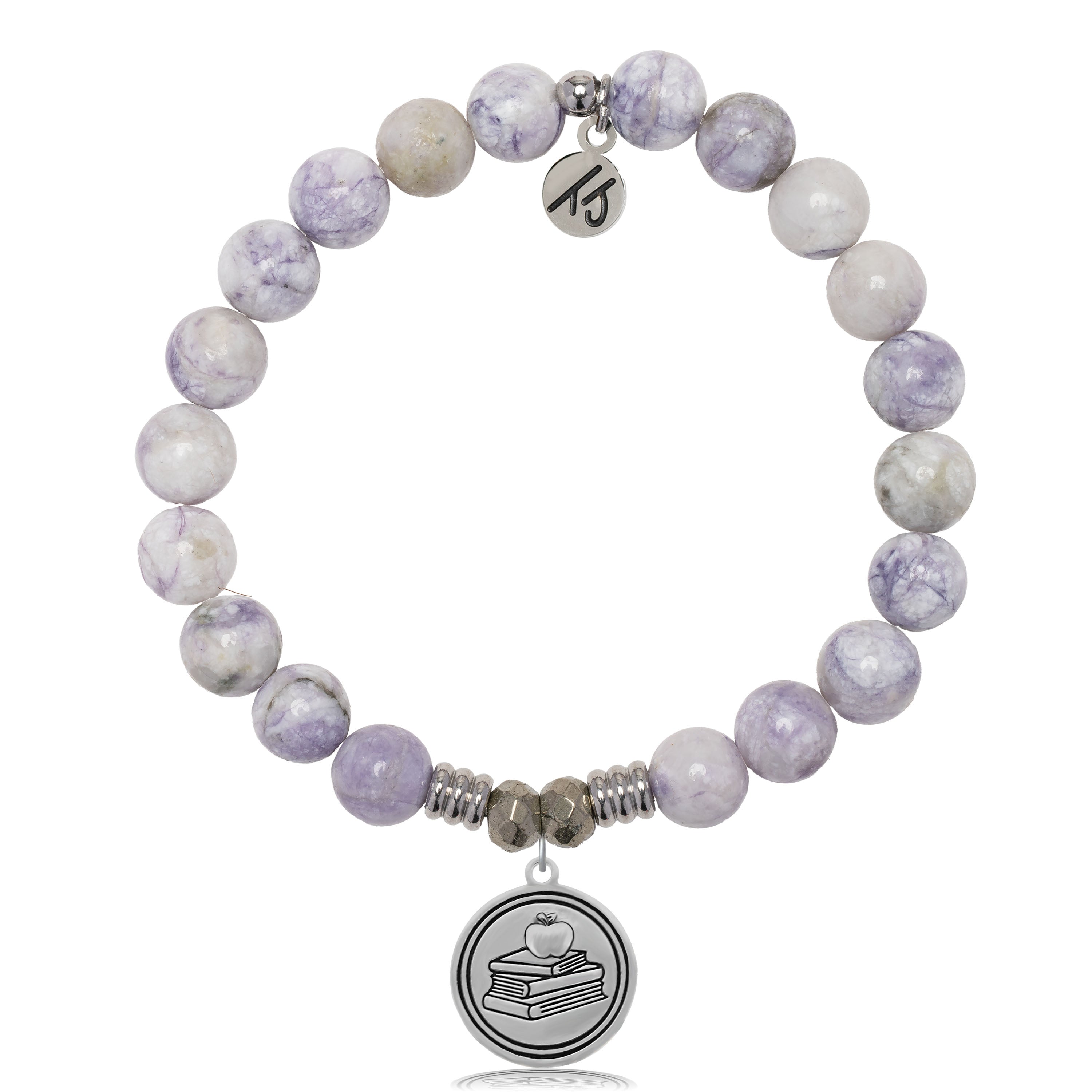 Purple Turquoise Gemstone Bracelet with Teacher Sterling Silver Charm