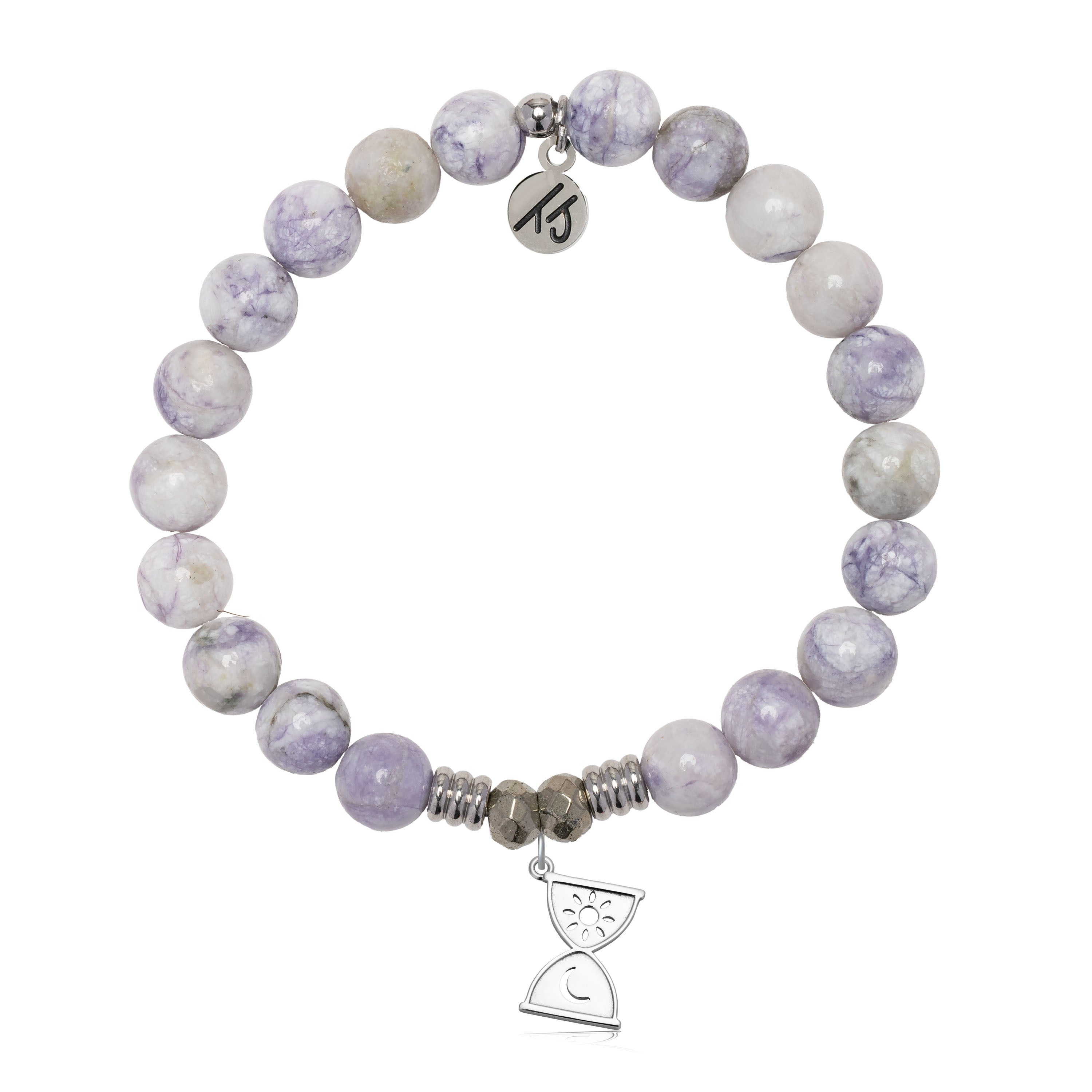 Purple Turquoise Gemstone Bracelet with Trust in Time Sterling Silver Charm