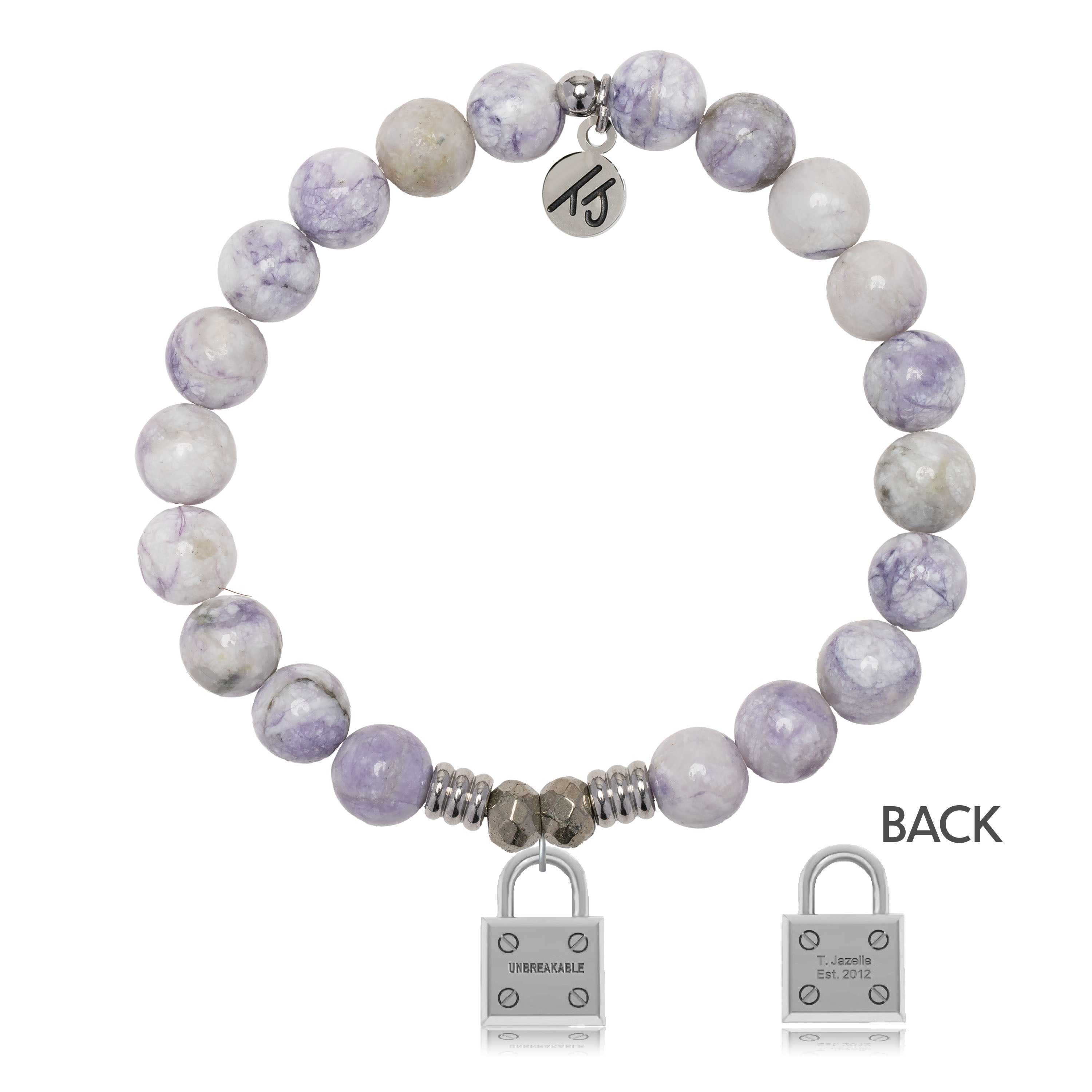Purple Turquoise Gemstone Bracelet with Unbreakable Sterling Silver Charm