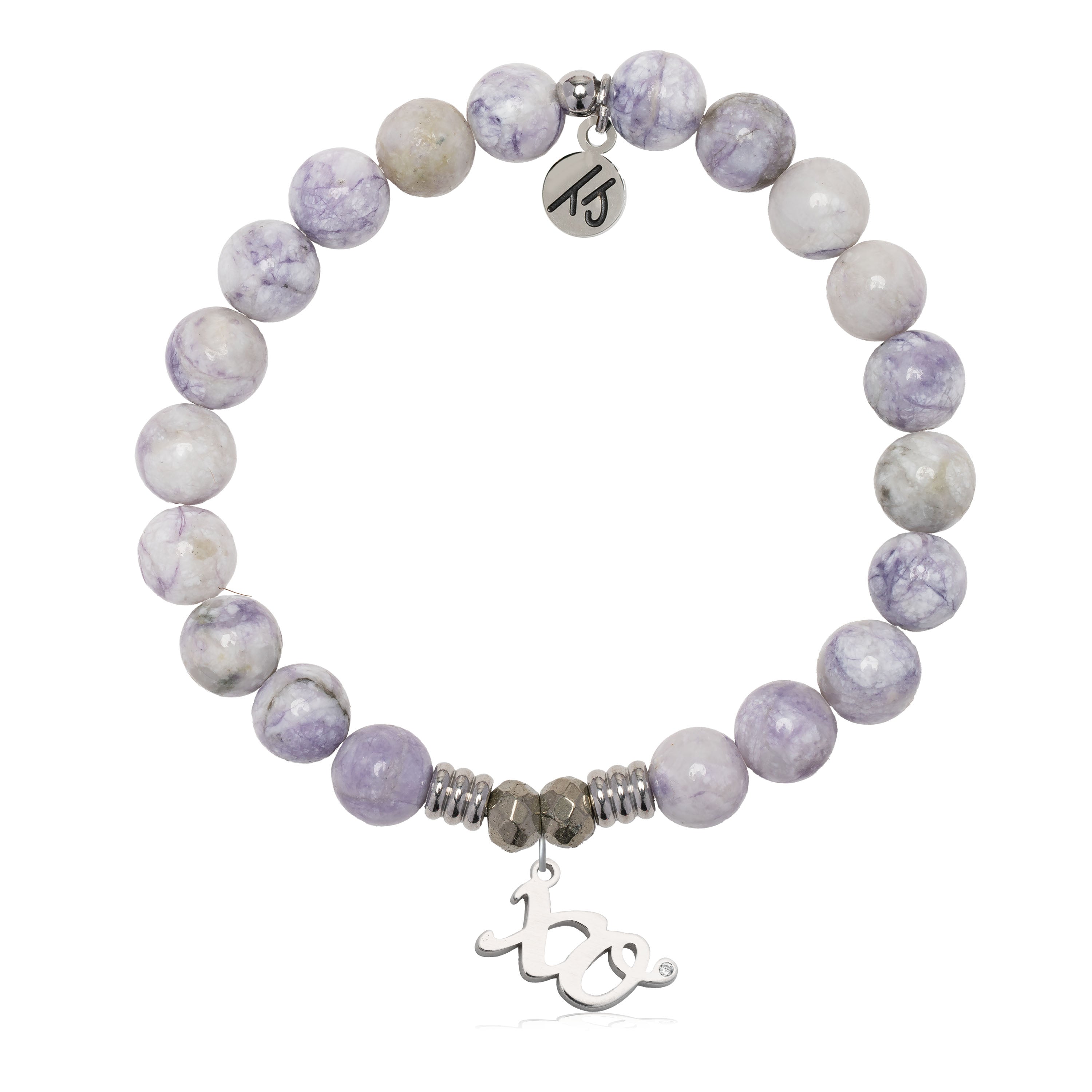 Purple Turquoise Gemstone Bracelet with XO Sterling Silver Charm