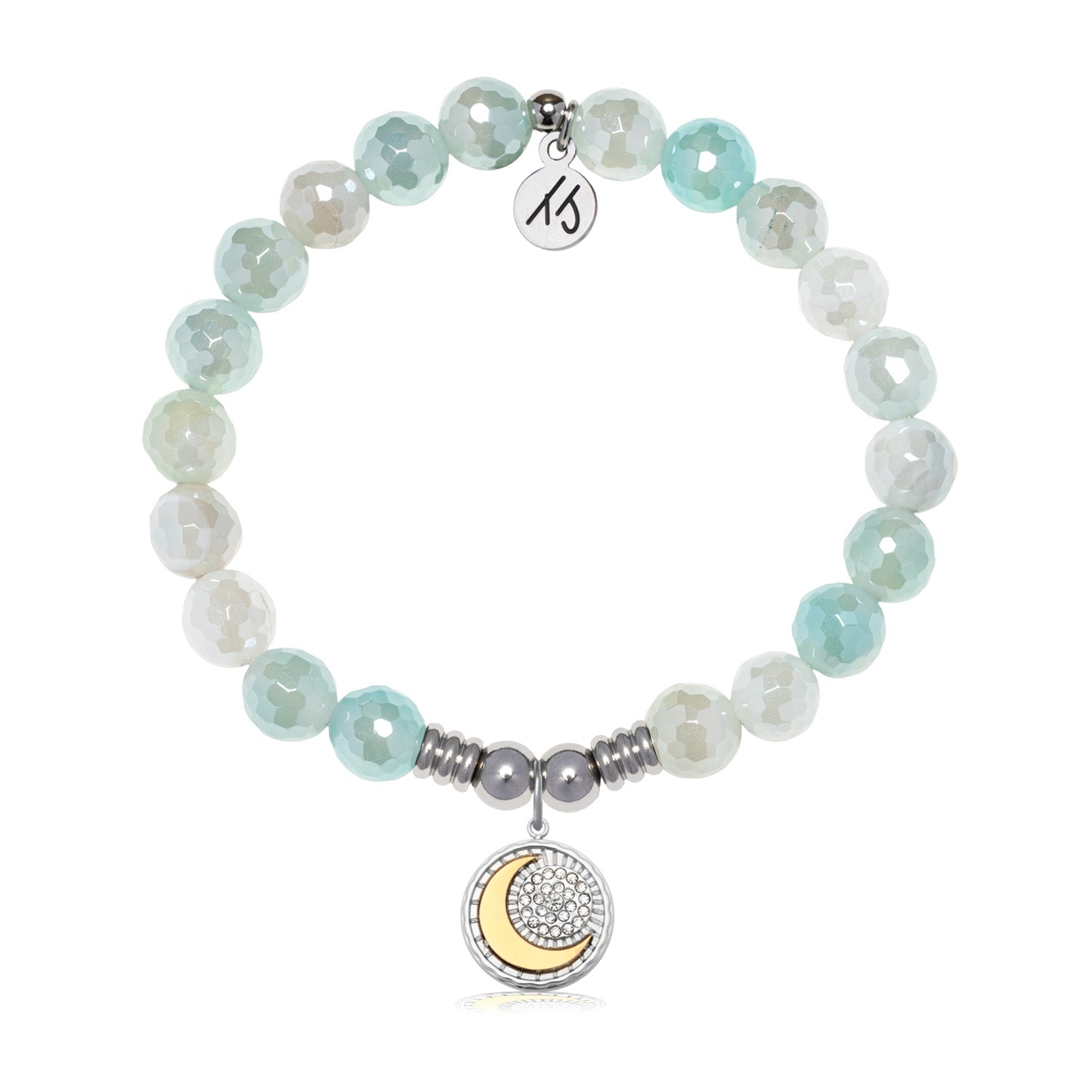 Radiant Soul Charm with Aqua Agate Gemstone Bracelet