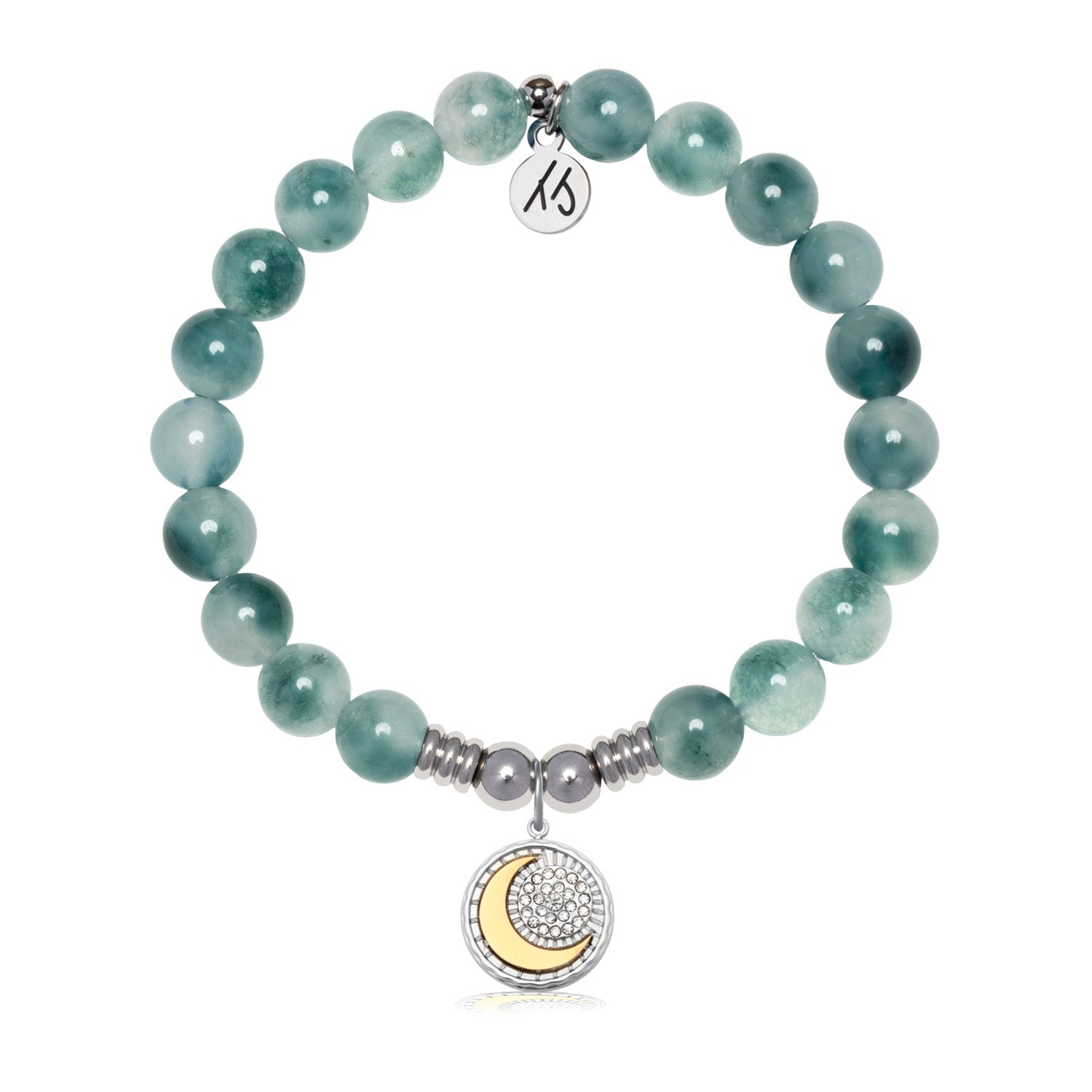 Radiant Soul Charm with Teal White Jade Gemstone Bracelet