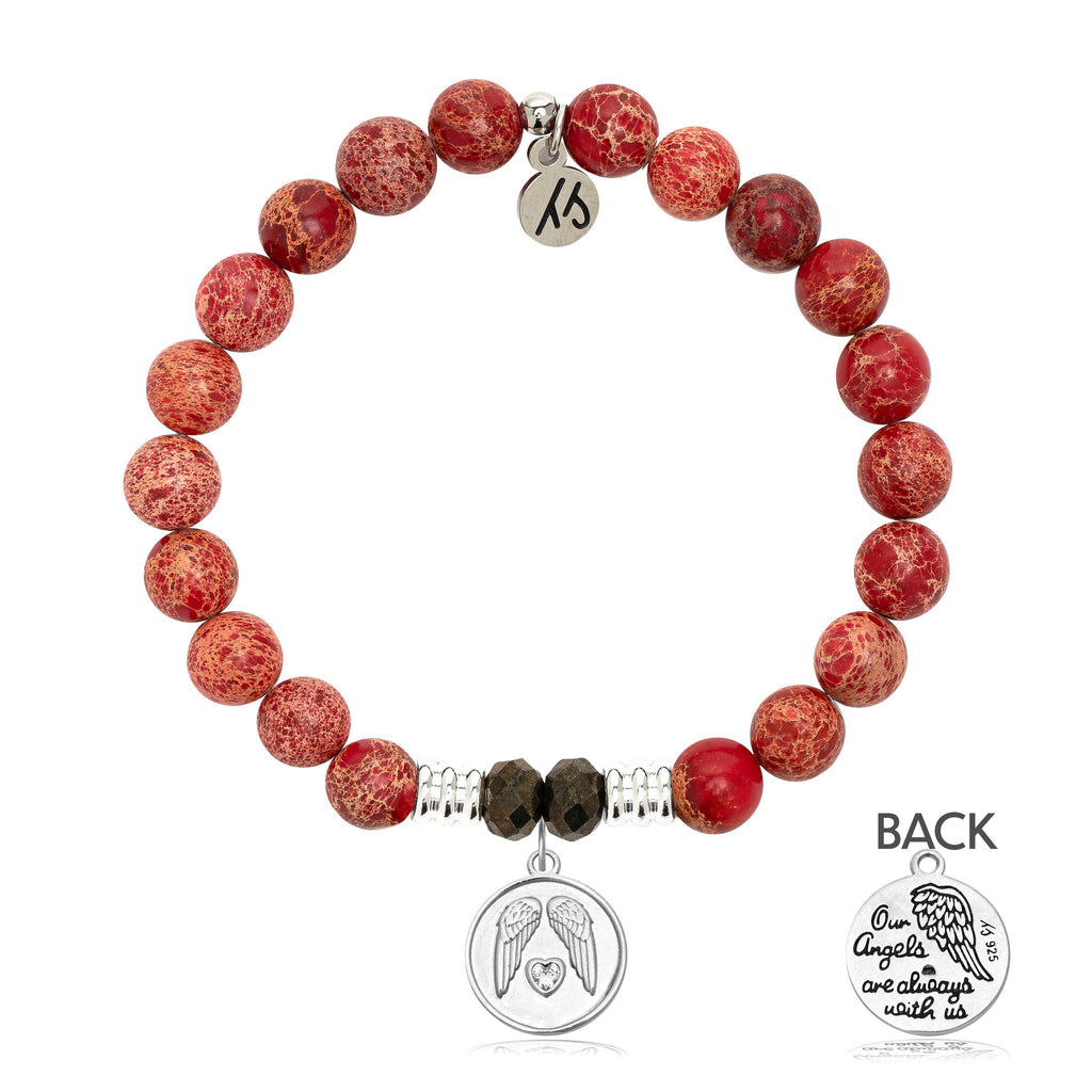 Red Jasper Stone Bracelet with Guardian Sterling Silver Charm