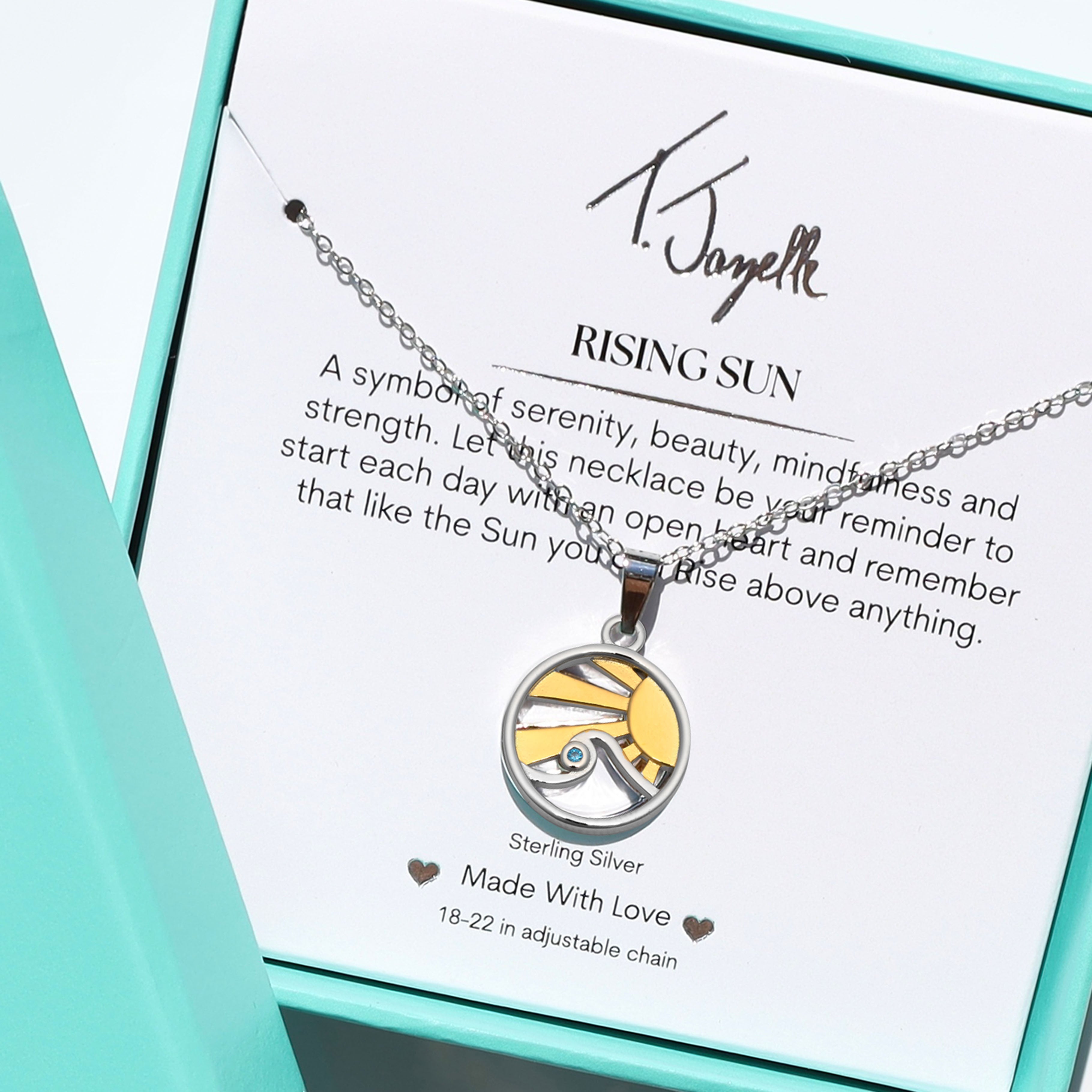 Rising Sun CZ Sterling Silver Charm Necklace