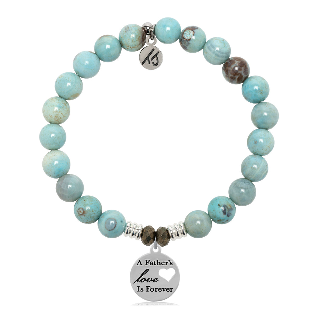 Robins Egg Agate Gemstone Bracelet with Father's Love Sterling Silver Charm