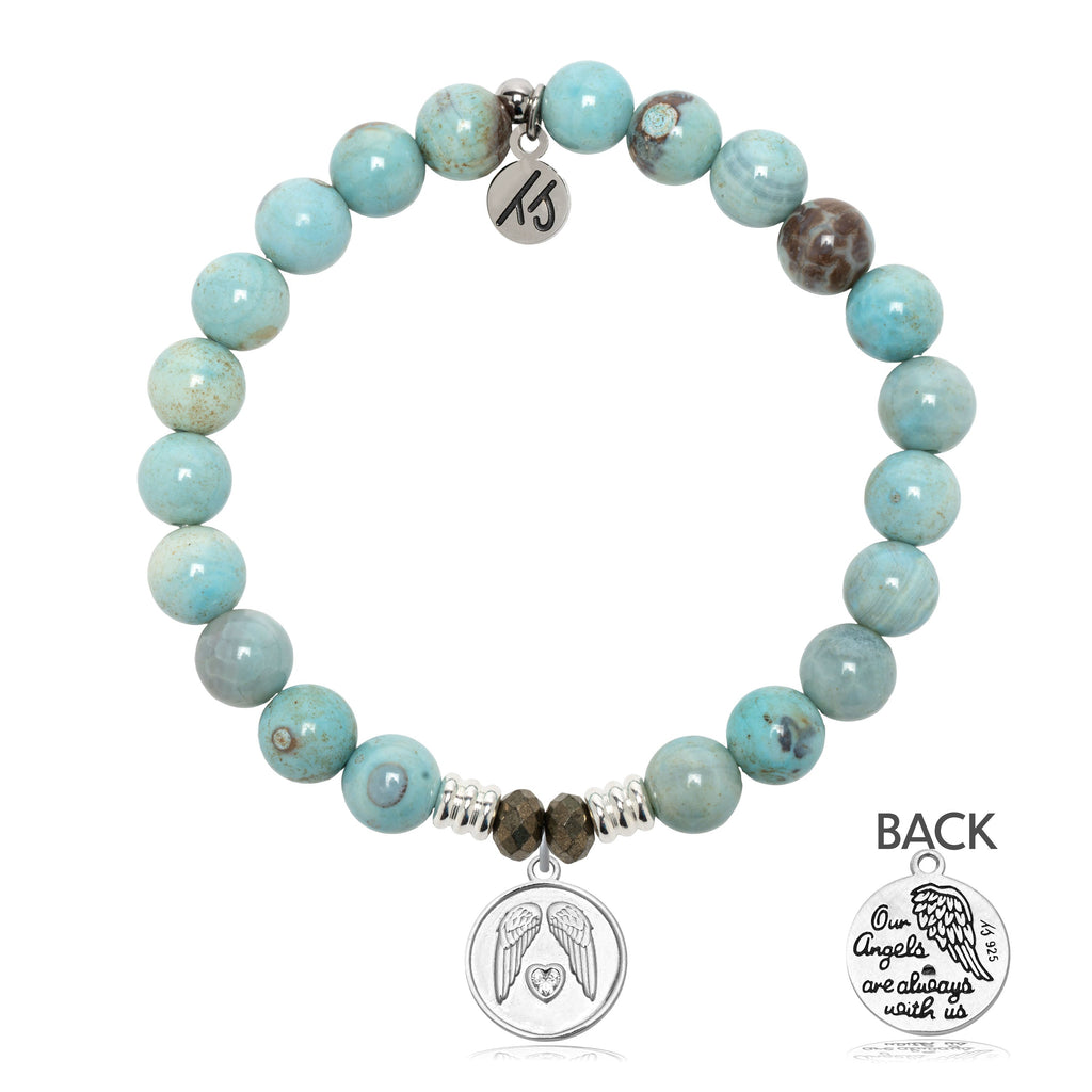 Robins Egg Agate Gemstone Bracelet with Guardian Sterling Silver Charm