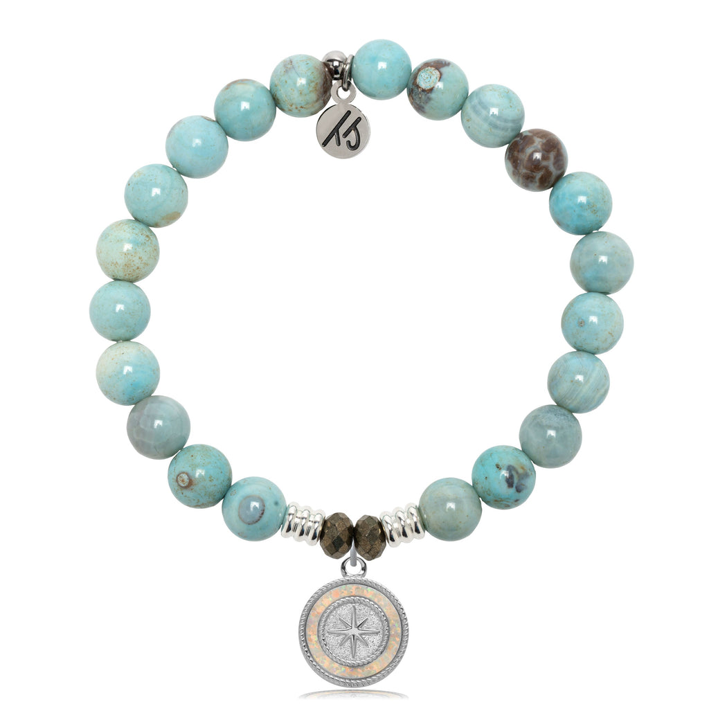 Robins Egg Agate Gemstone Bracelet with North Star Sterling Silver Charm
