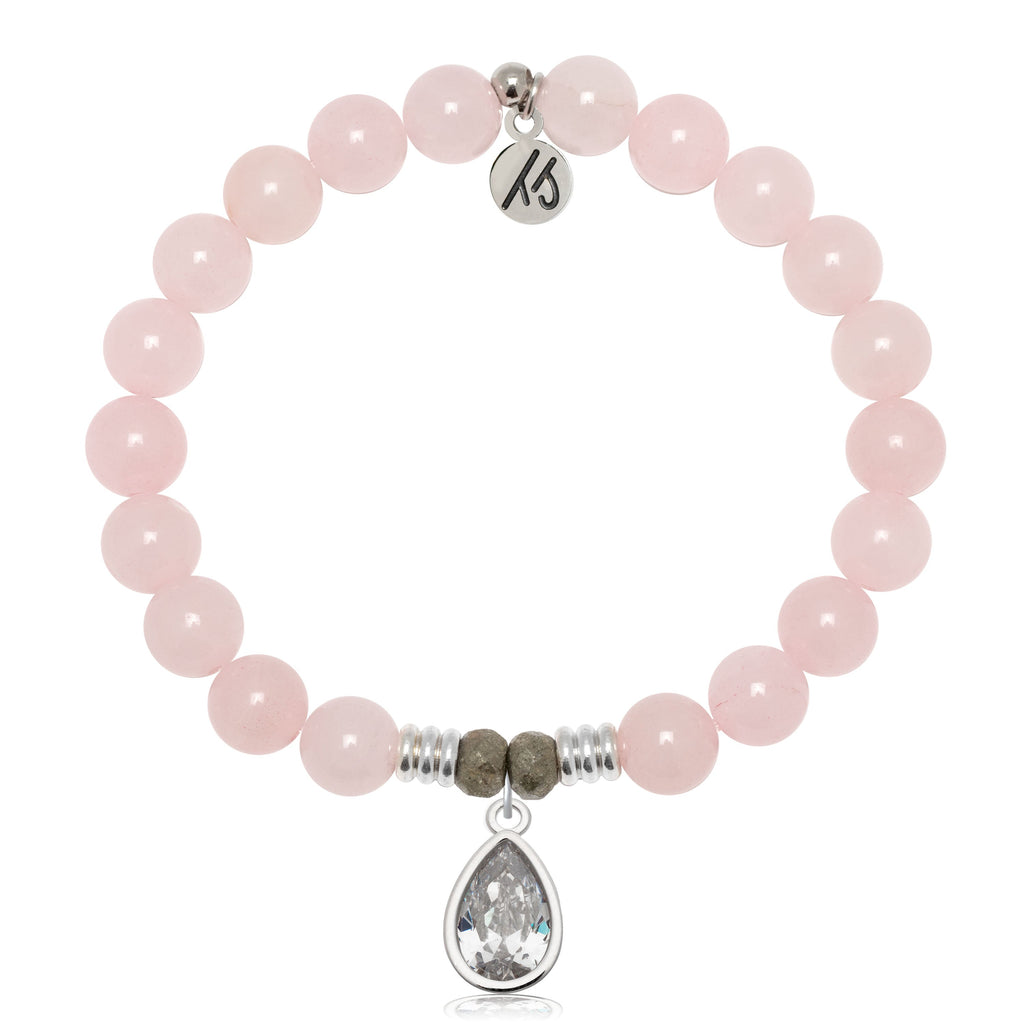 Rose Quartz Gemstone Bracelet with Inner Beauty Sterling Silver Charm