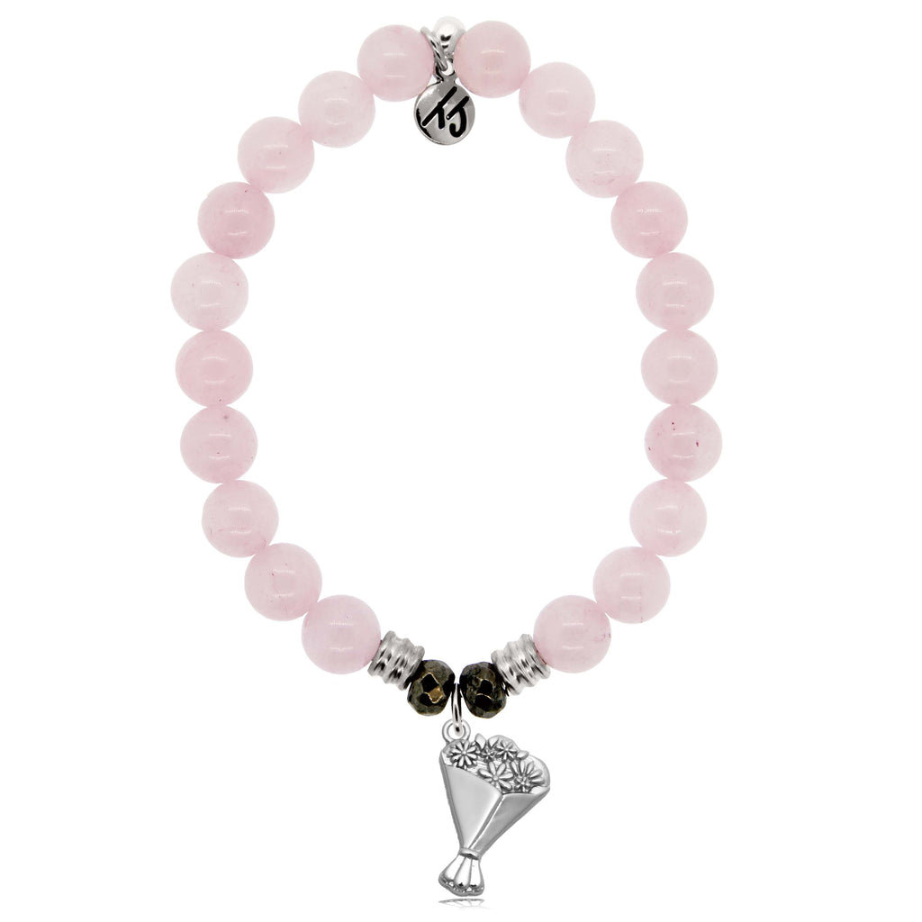 Rose Quartz Gemstone Bracelet with Thinking of You Sterling Silver Charm