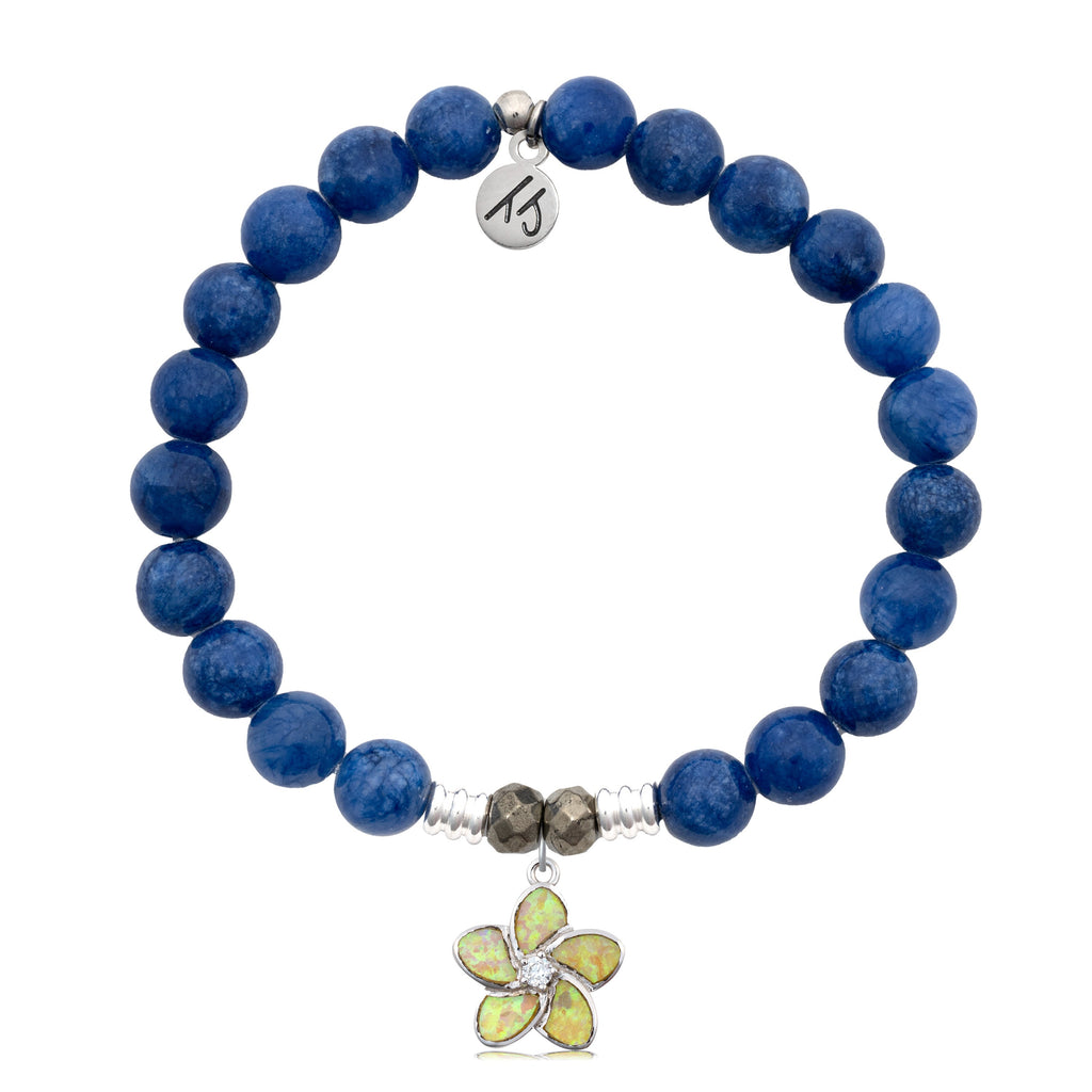 Royal Jade Stone Bracelet with Flower of Positivity Sterling Silver Charm