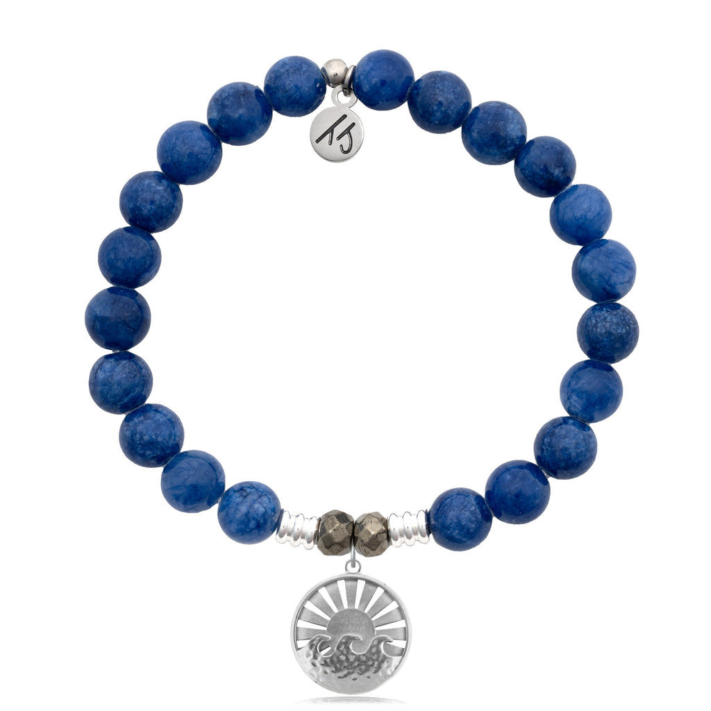 Royal Jade Stone Bracelet with Go with the Waves Sterling Silver Charm