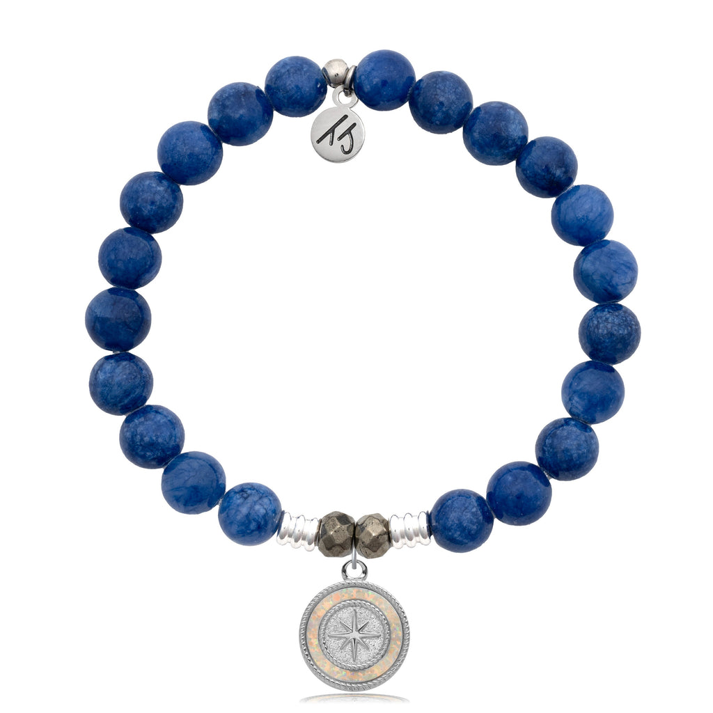 Royal Jade Stone Bracelet with North Star Sterling Silver Charm