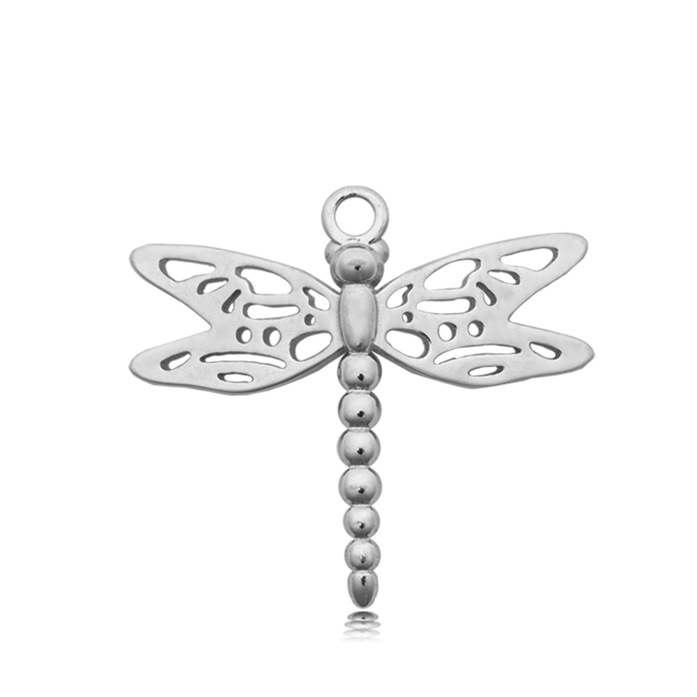 Rutilated Quartz Gemstone Bracelet with Dragonfly Sterling Silver Charm