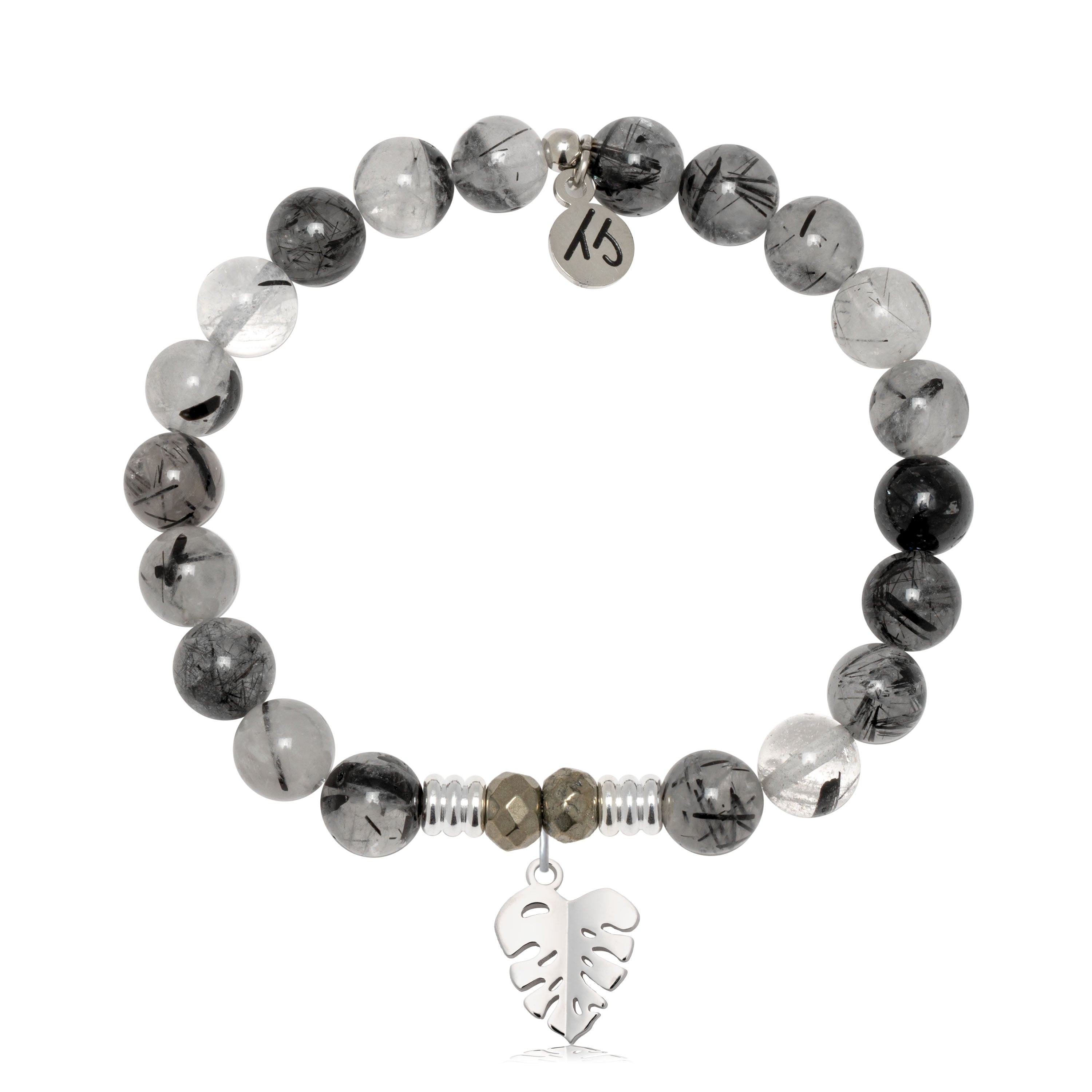 Rutilated Quartz Gemstone Bracelet with Paradise Sterling Silver Charm
