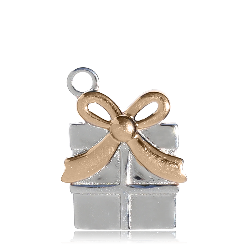 Rutilated Quartz Gemstone Bracelet with Present Sterling Silver Charm
