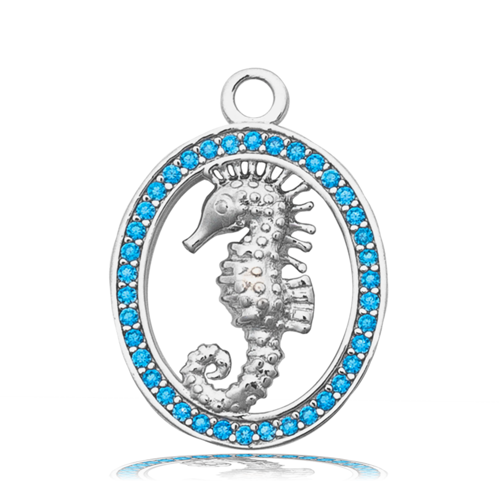 Rutilated Quartz Gemstone Bracelet with Seahorse Sterling Silver Charm
