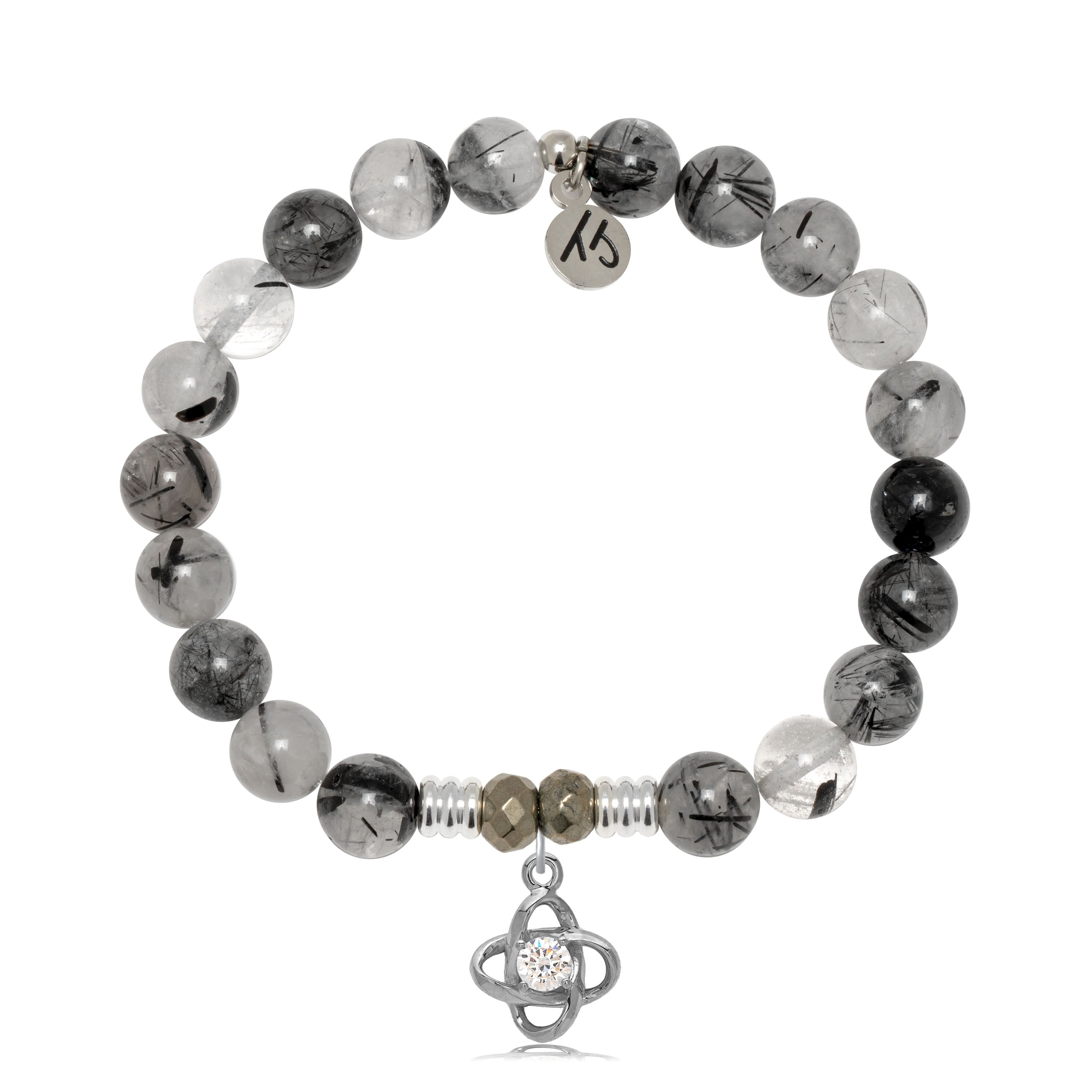 Rutilated Quartz Gemstone Bracelet with Stronger Together Sterling Silver Charm