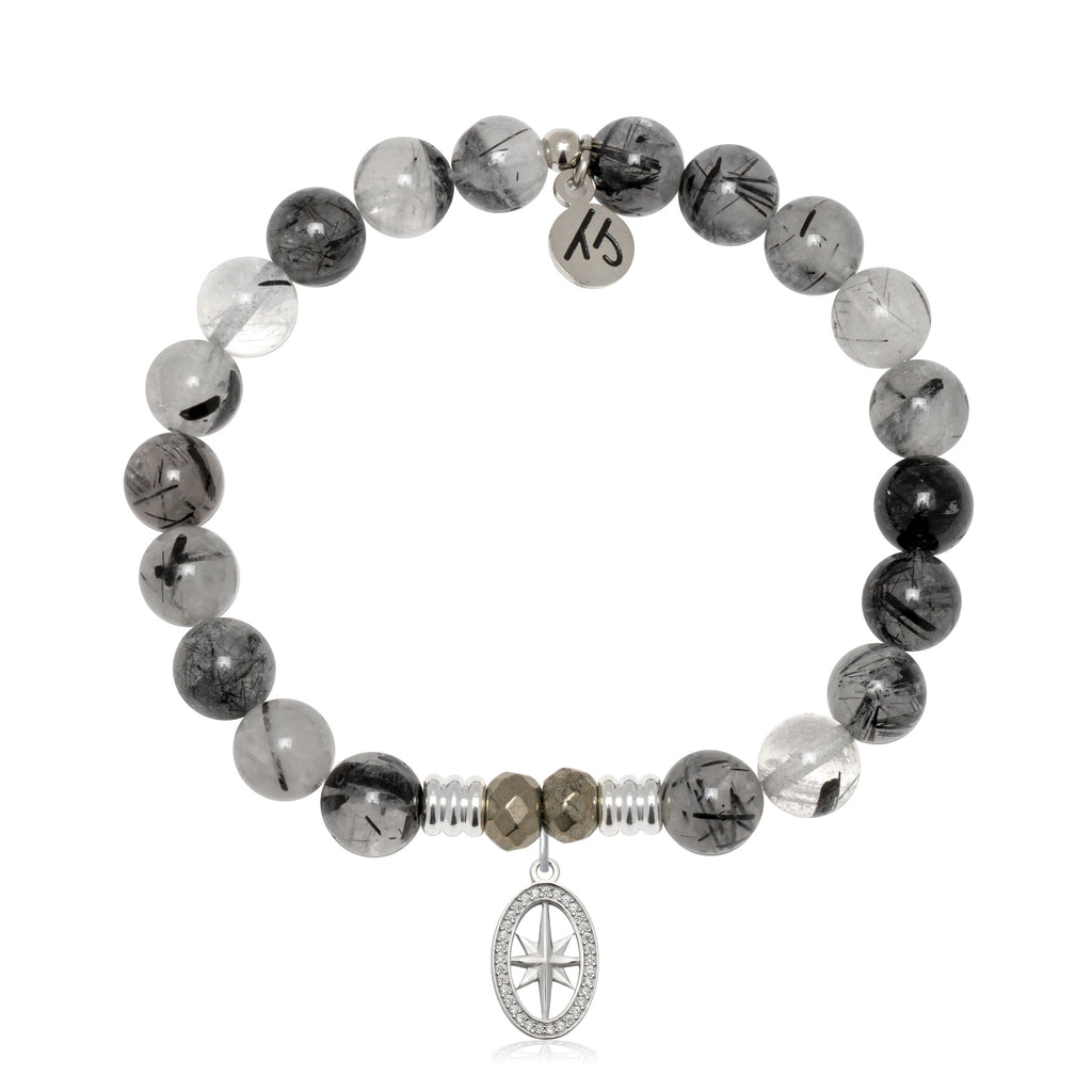 Rutilated Quartz Gemstone Bracelet with Unstoppable Sterling Silver Charm