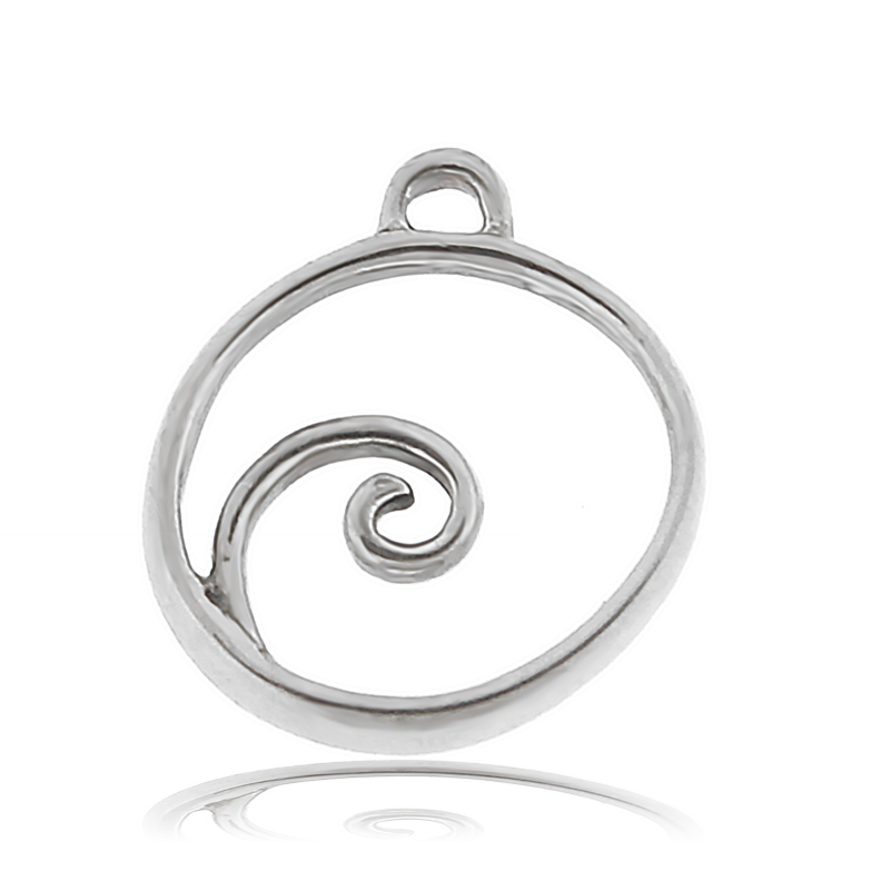 Rutilated Quartz Gemstone Bracelet with Wave Sterling Silver Charm