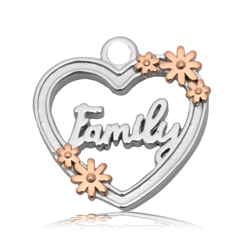 Sakura Agate Gemstone Bracelet with Heart Family Sterling Silver Charm