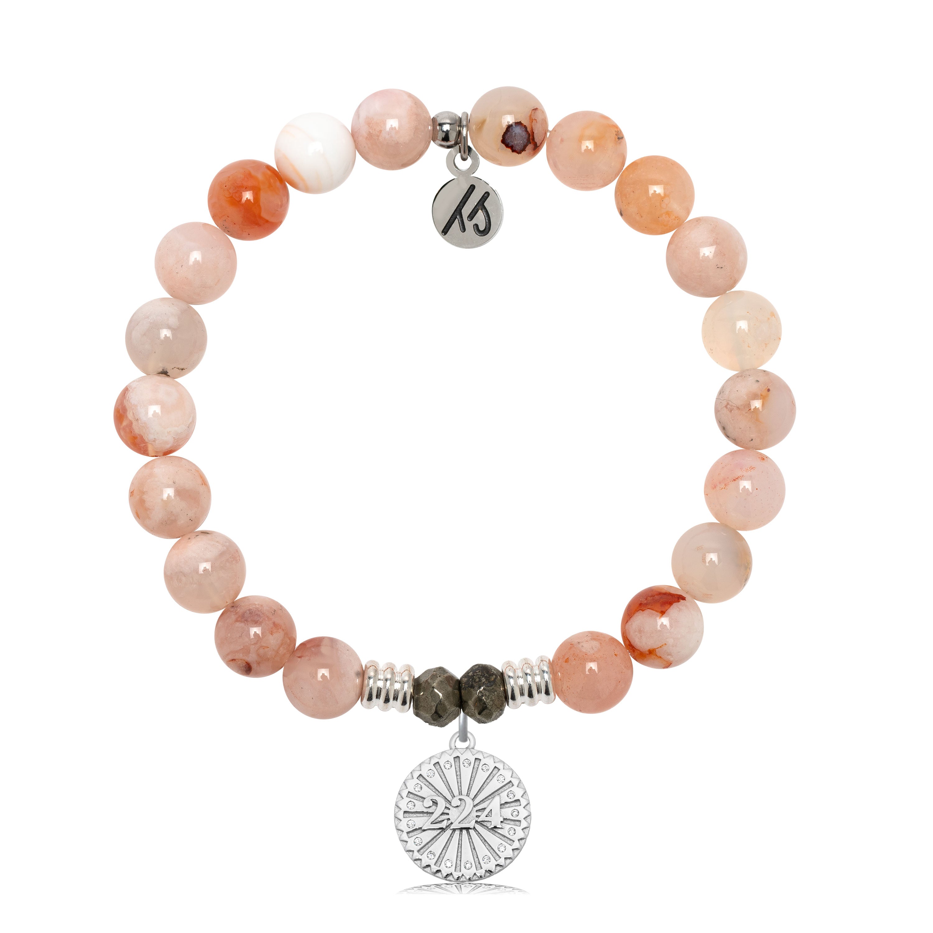 Sakura Agate Gemstone Bracelet with Today Tomorrow Forever Sterling Silver Charm