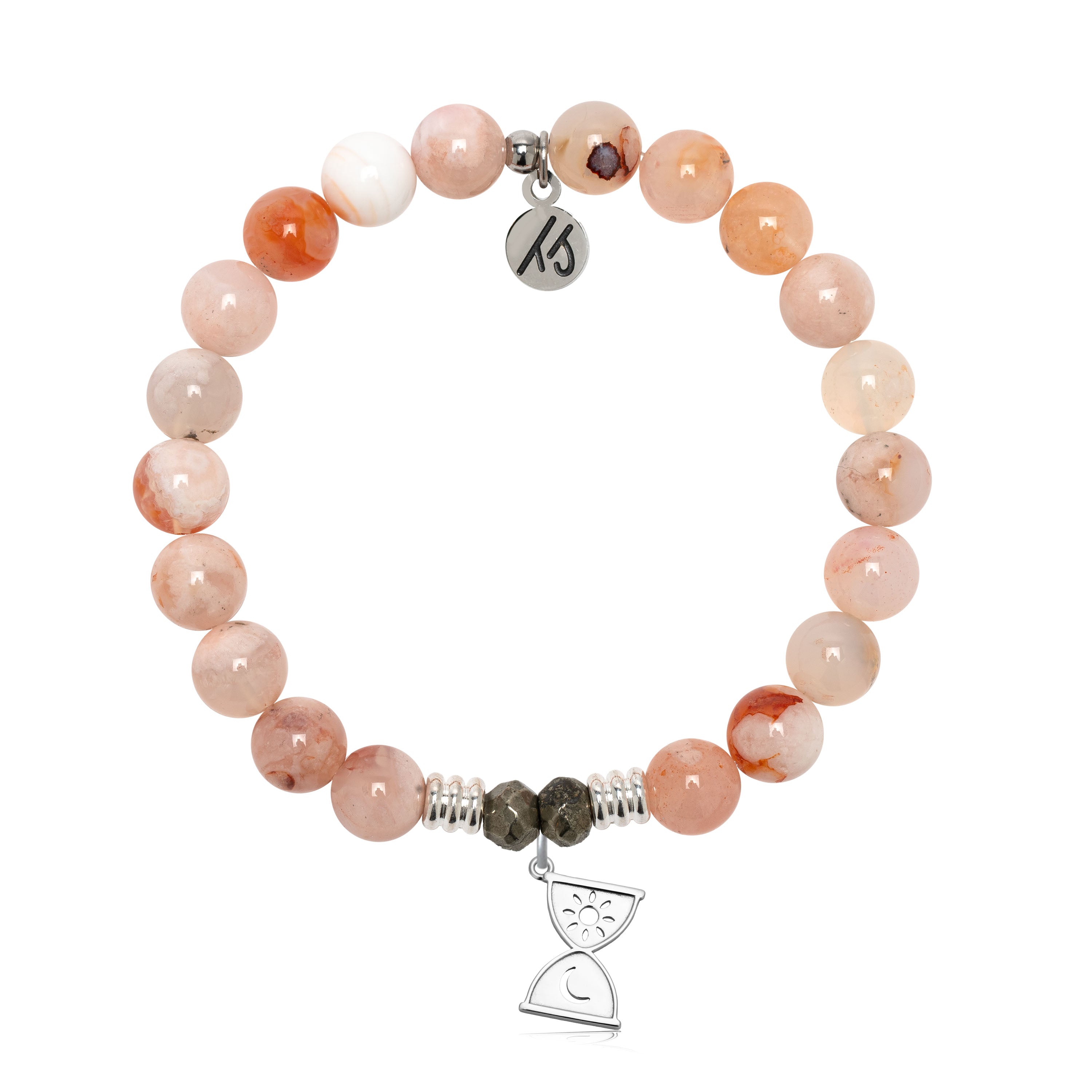 Sakura Agate Gemstone Bracelet with Trust in Time Sterling Silver Charm