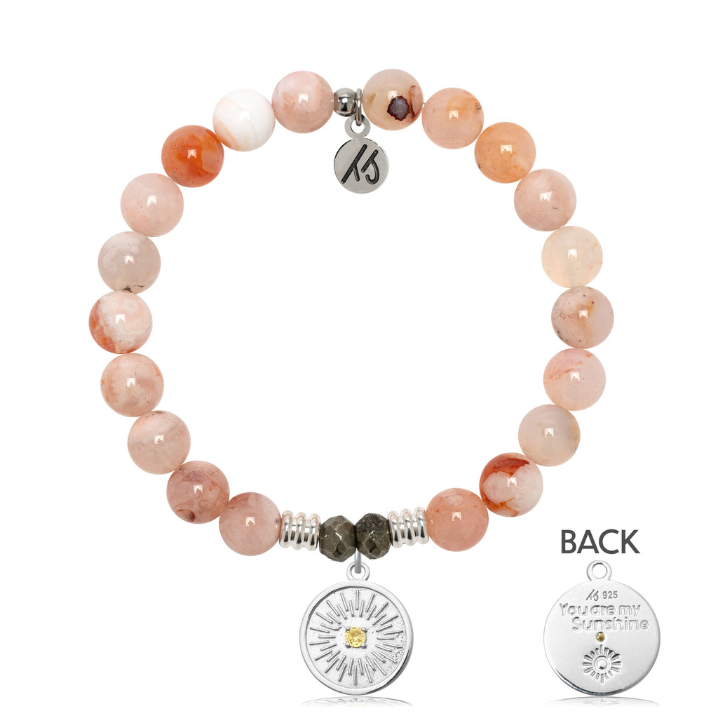 Sakura Agate Gemstone Bracelet with You are my Sunshine Sterling Silver Charm