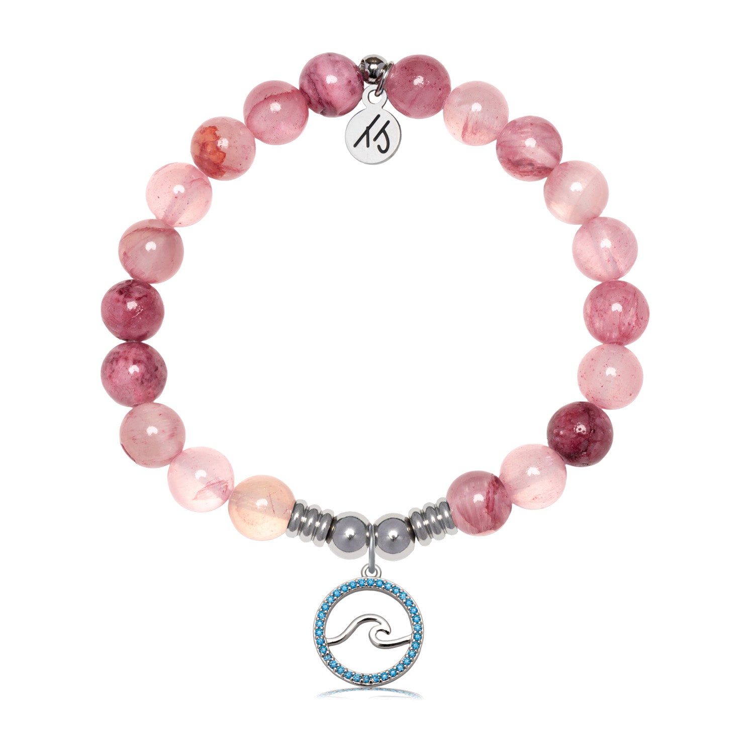 Serenity Wave Charm with Pink Chalcedony Gemstone Bracelet
