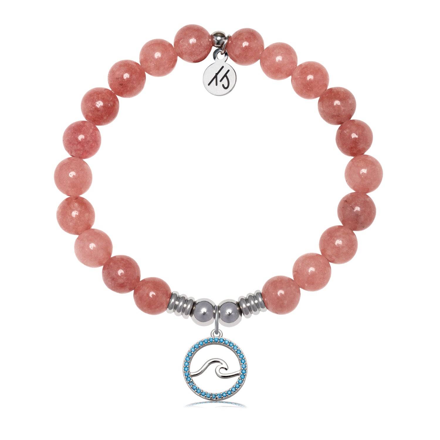 Serenity Wave Charm with Strawberry Jade Gemstone Bracelet