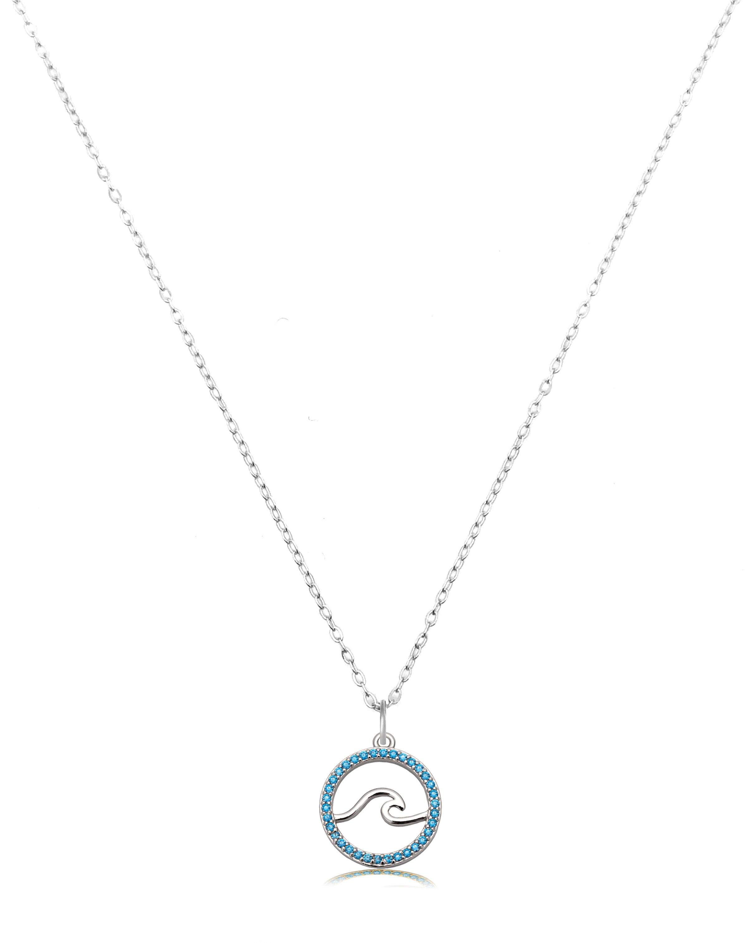 Serenity Wave Sterling Silver Charm Necklace