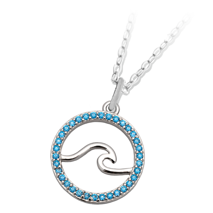 Serenity Wave Sterling Silver Charm Necklace
