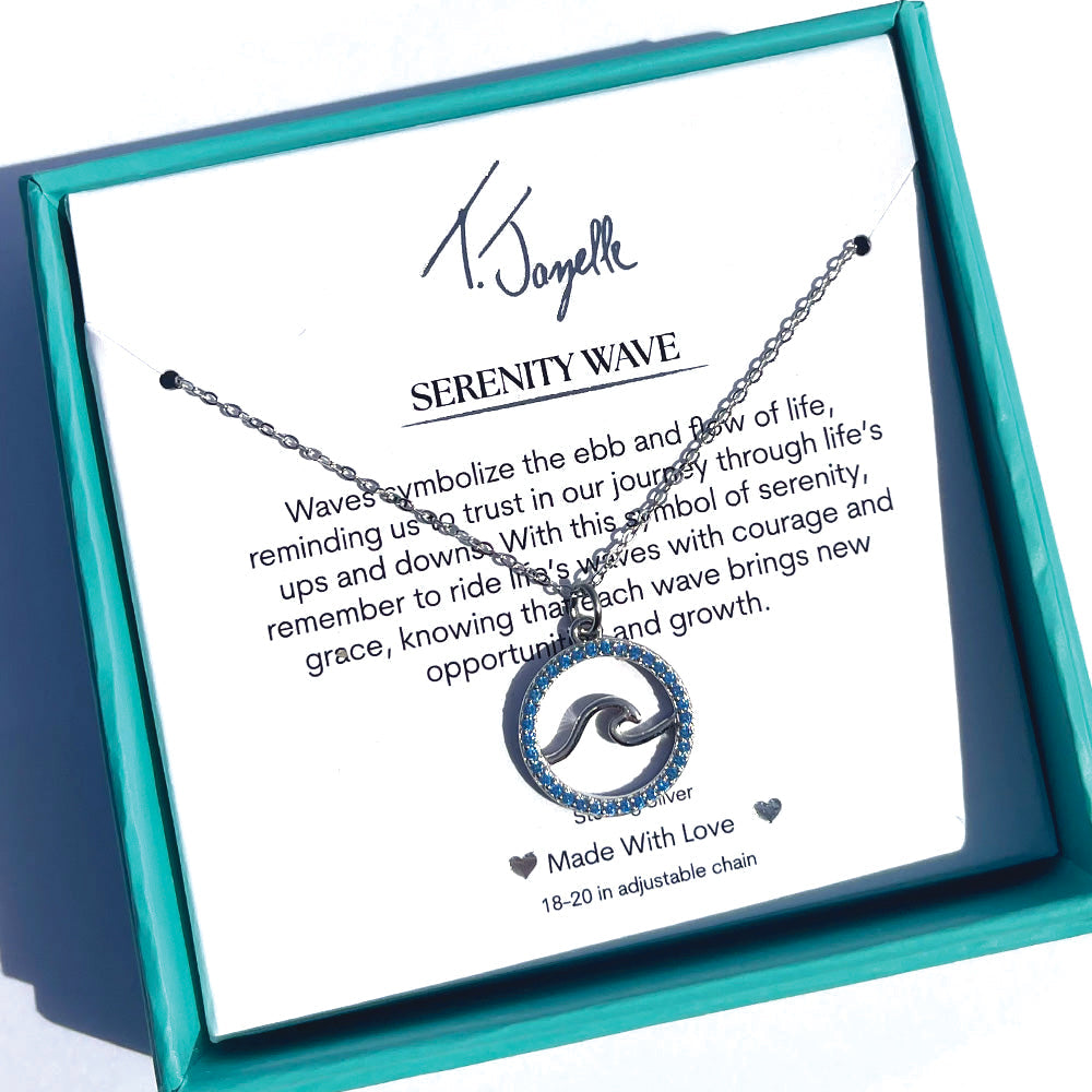 Serenity Wave Sterling Silver Charm Necklace