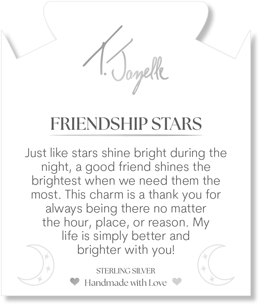 Silver Dipped Sky Blue Agate Gemstone Bracelet with Friendship Stars Sterling Silver Charm