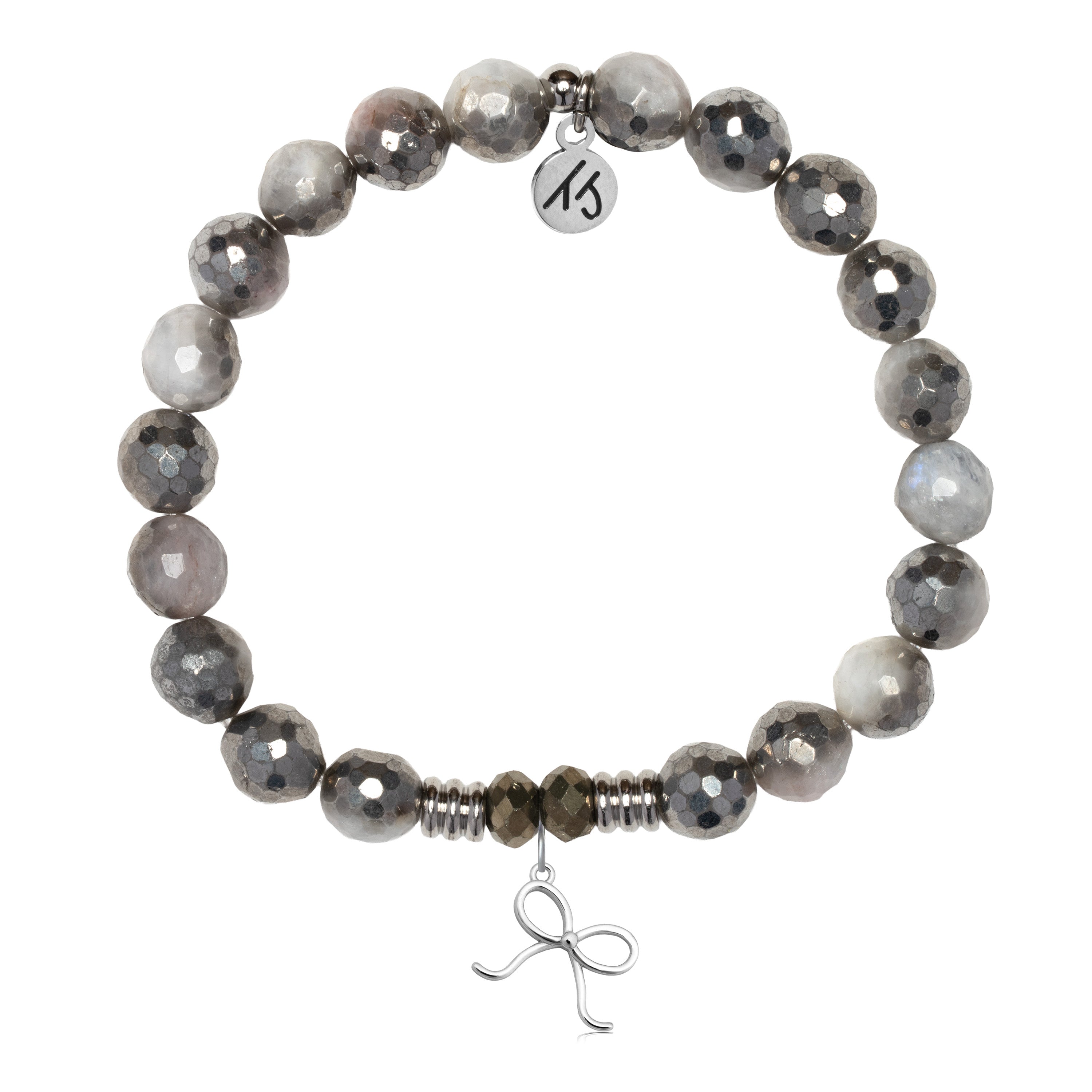 Silver Dipped White Moonstone Gemstone Bracelet with You Are A Gift Sterling Silver Charm